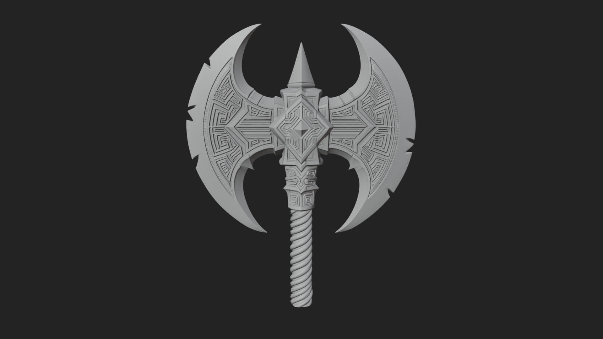 Twin Blade War Axe Model Design 8 3D Print Model 3D Model