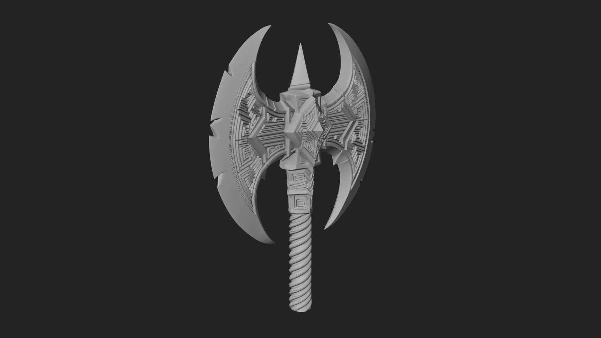Twin Blade War Axe Model Design 8 3D Print Model 3D Model