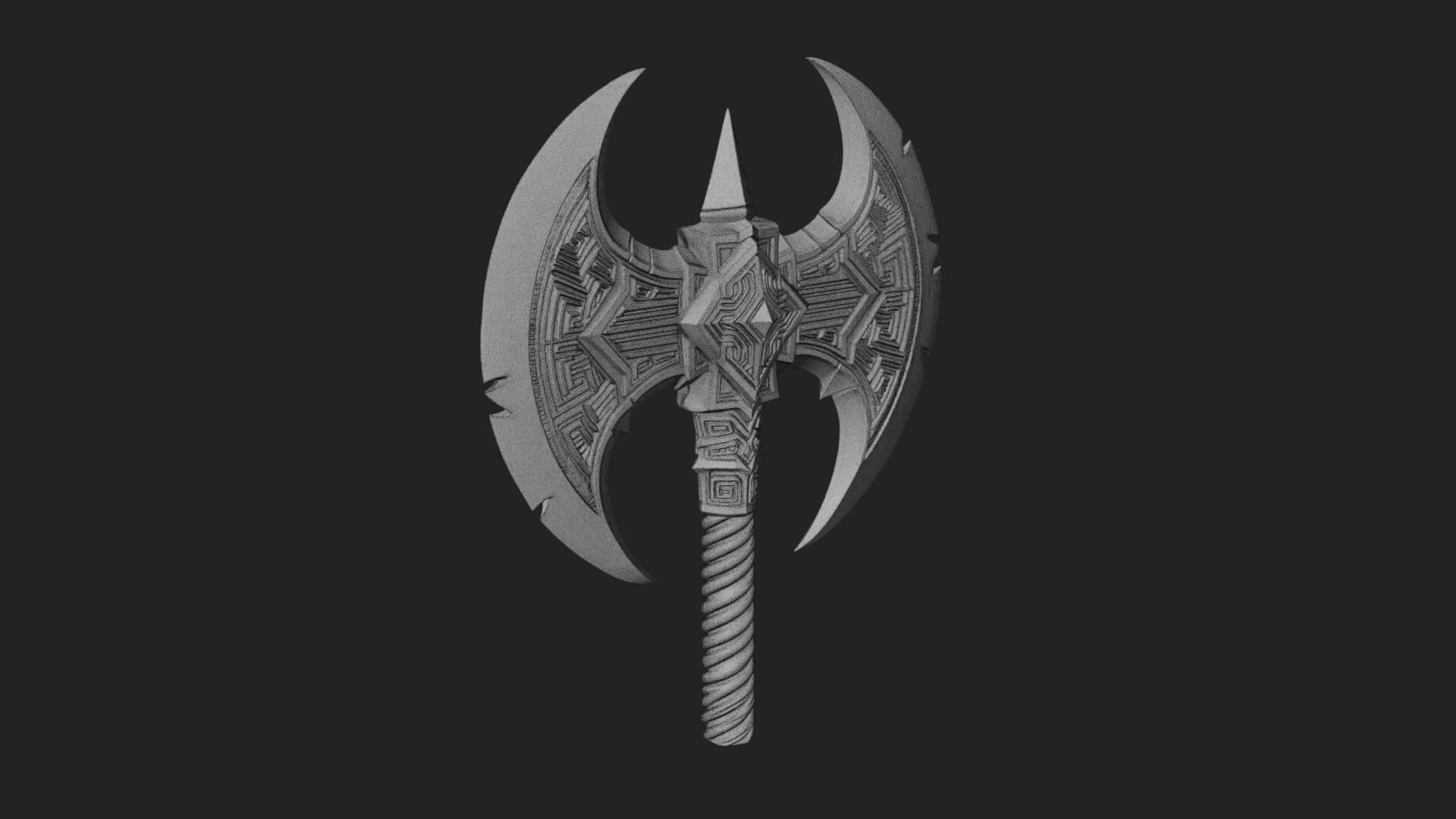 Twin Blade War Axe Model Design 8 3D Print Model 3D Model