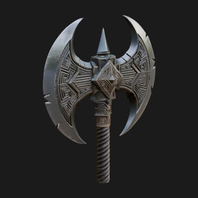 Twin Blade War Axe Model Design 8 3D Print Model