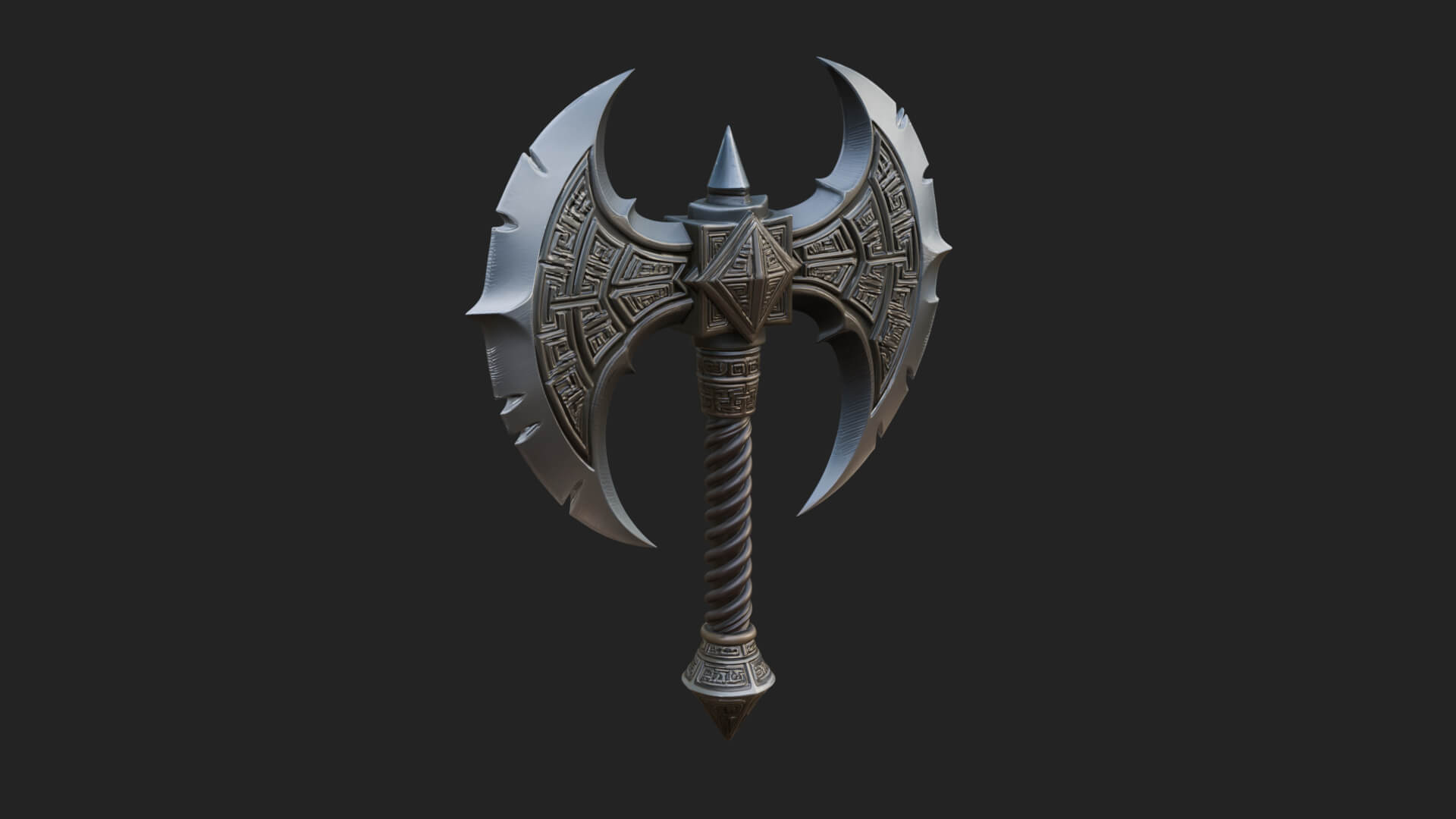 Twin Blade War Axe Model Design 9 3D Print Model 3D Model