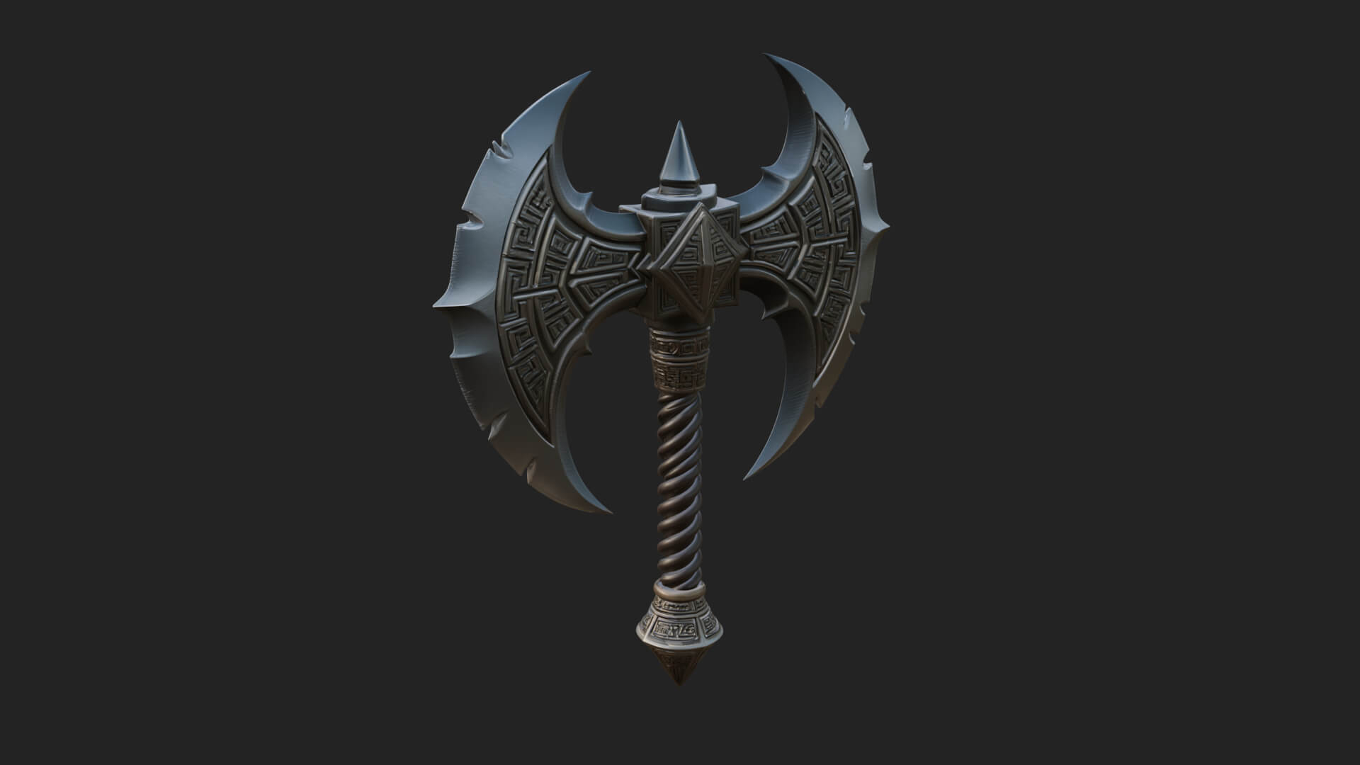 Twin Blade War Axe Model Design 9 3D Print Model 3D Model