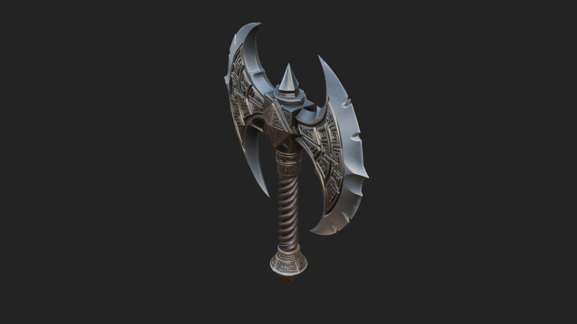 Twin Blade War Axe Model Design 9 3D Print Model 3D Model