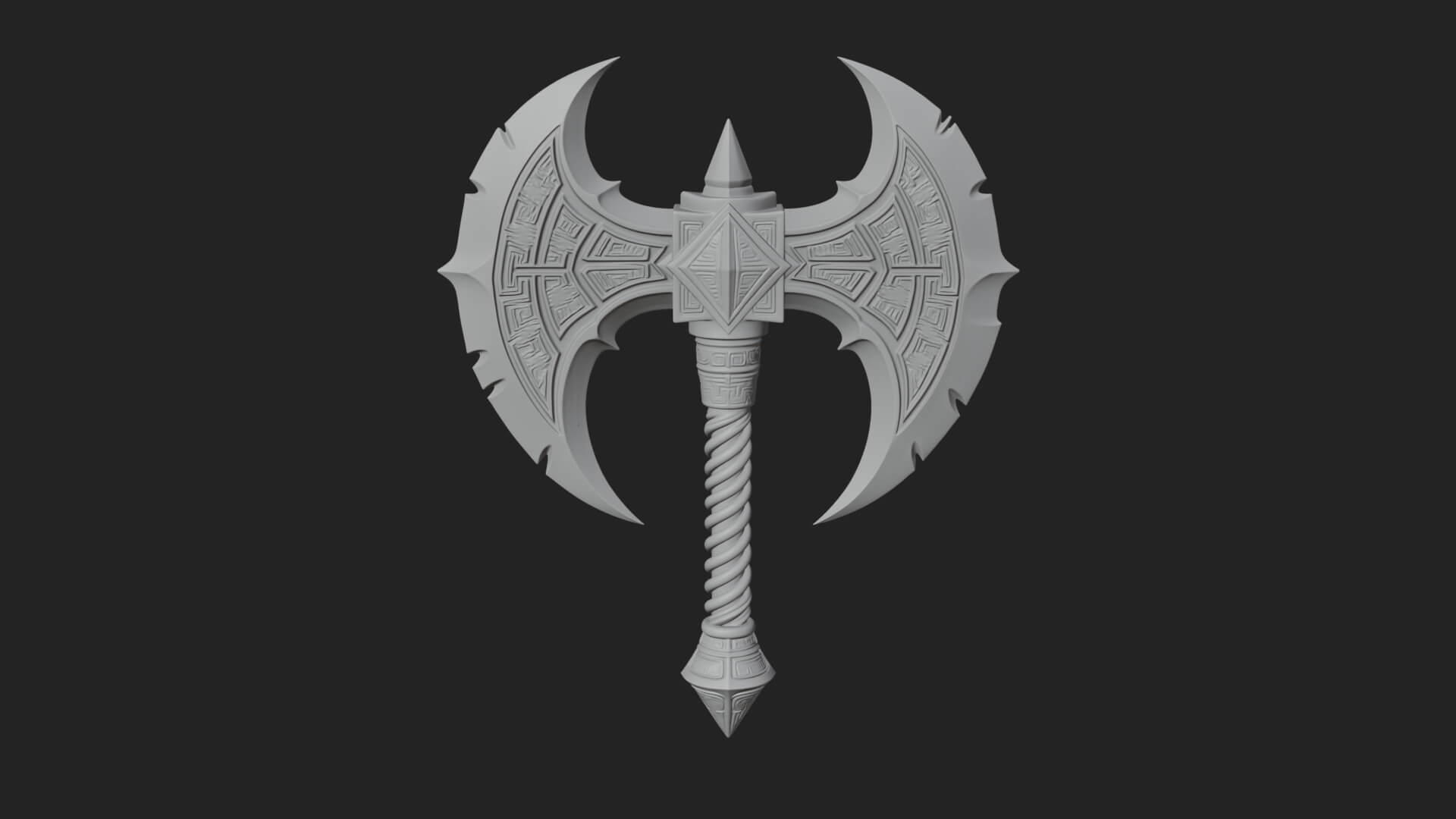 Twin Blade War Axe Model Design 9 3D Print Model 3D Model