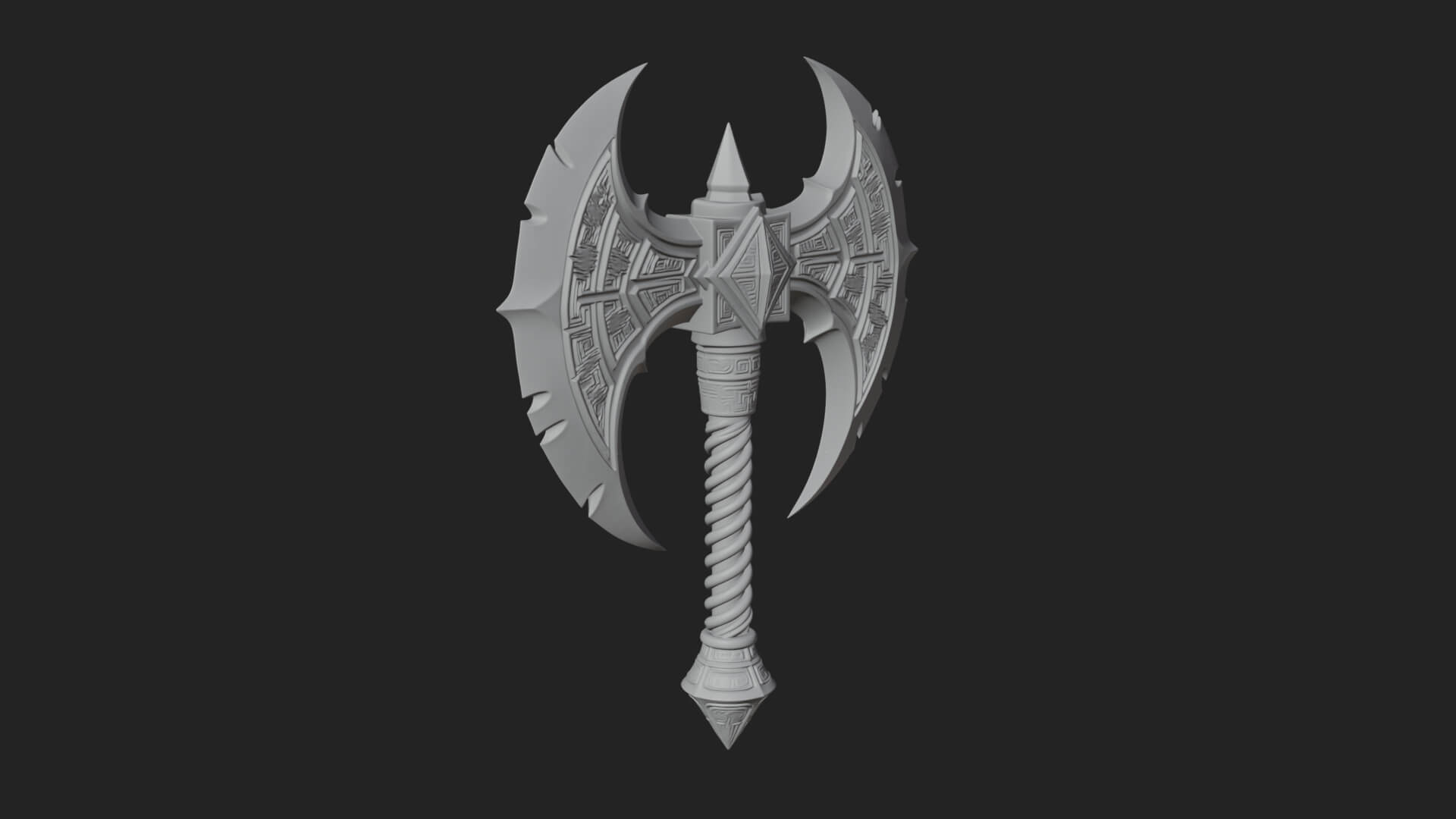Twin Blade War Axe Model Design 9 3D Print Model 3D Model