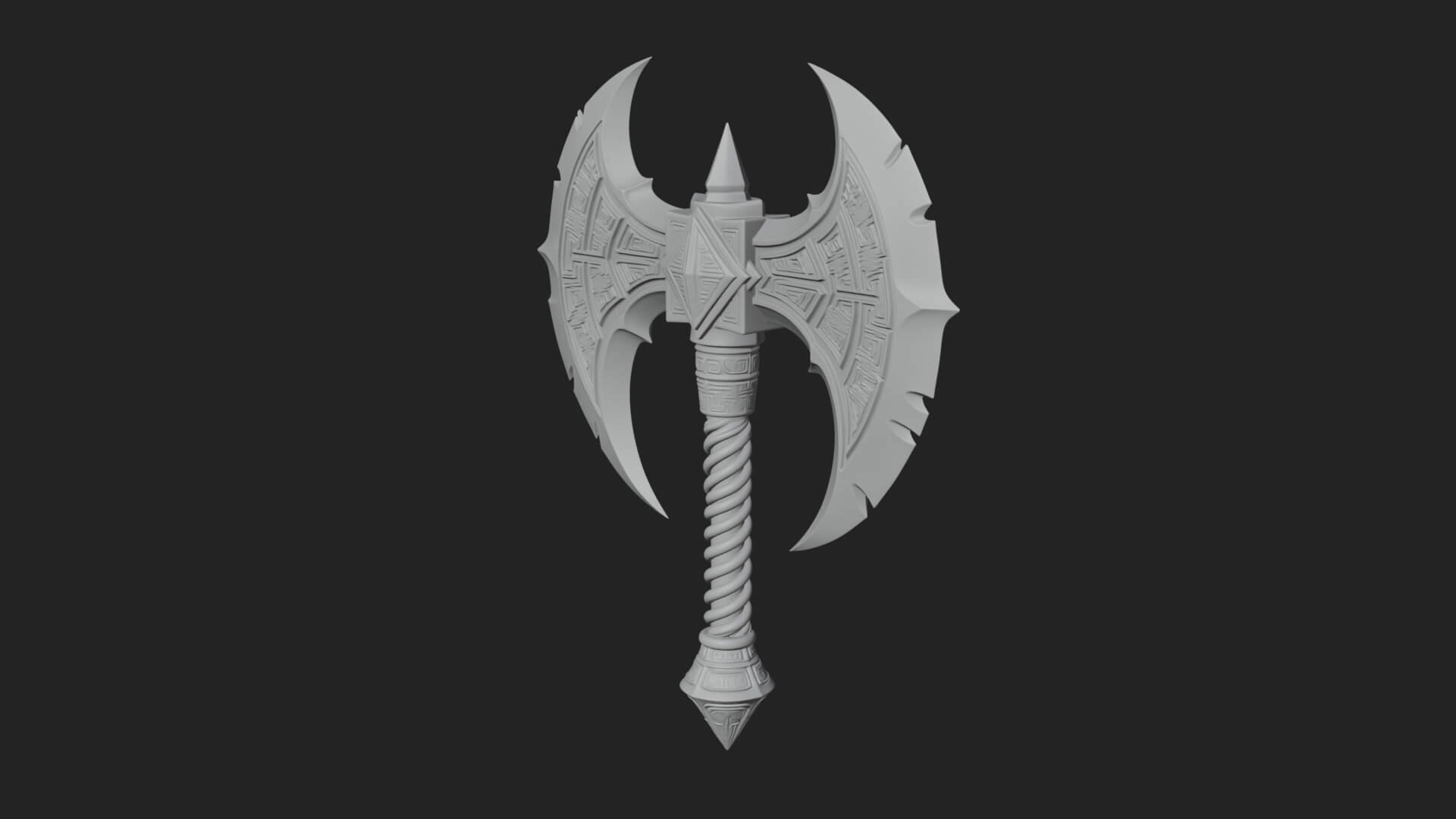 Twin Blade War Axe Model Design 9 3D Print Model 3D Model