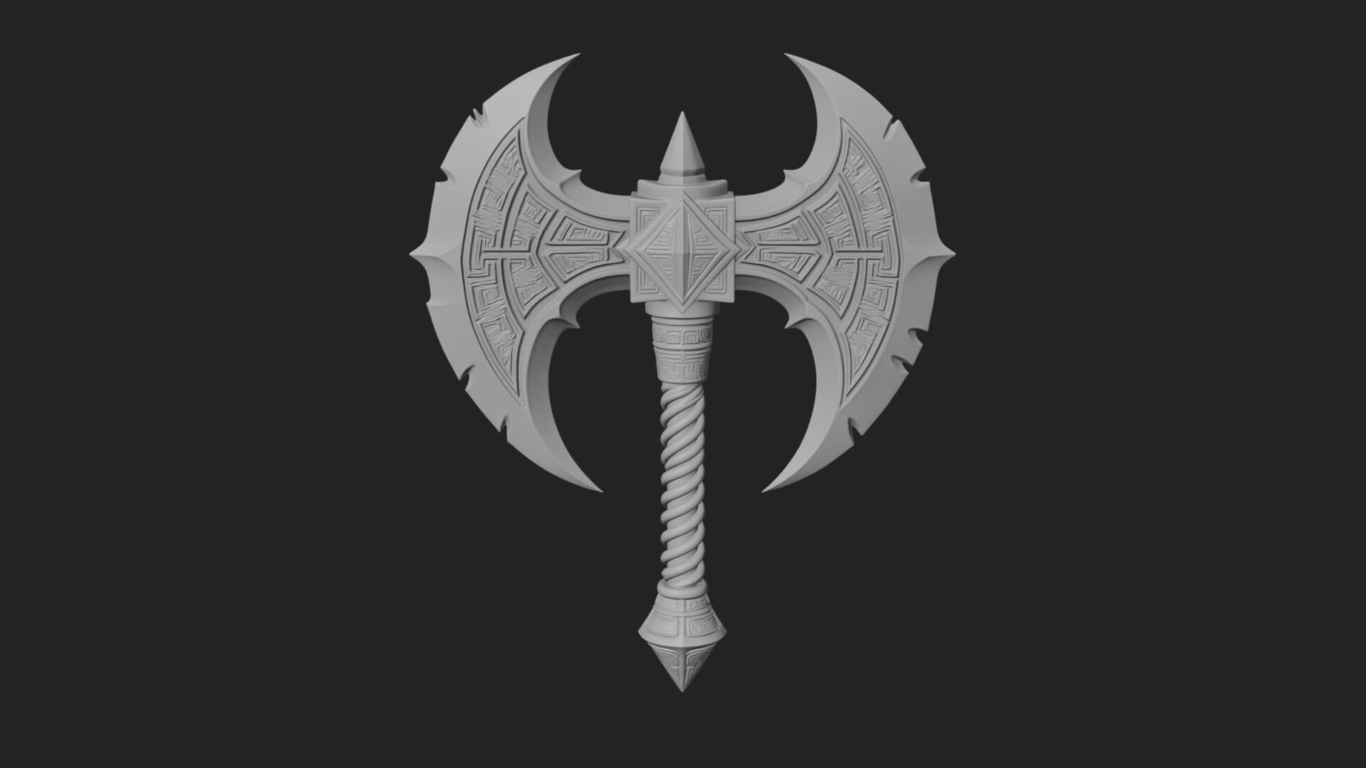 Twin Blade War Axe Model Design 9 3D Print Model 3D Model