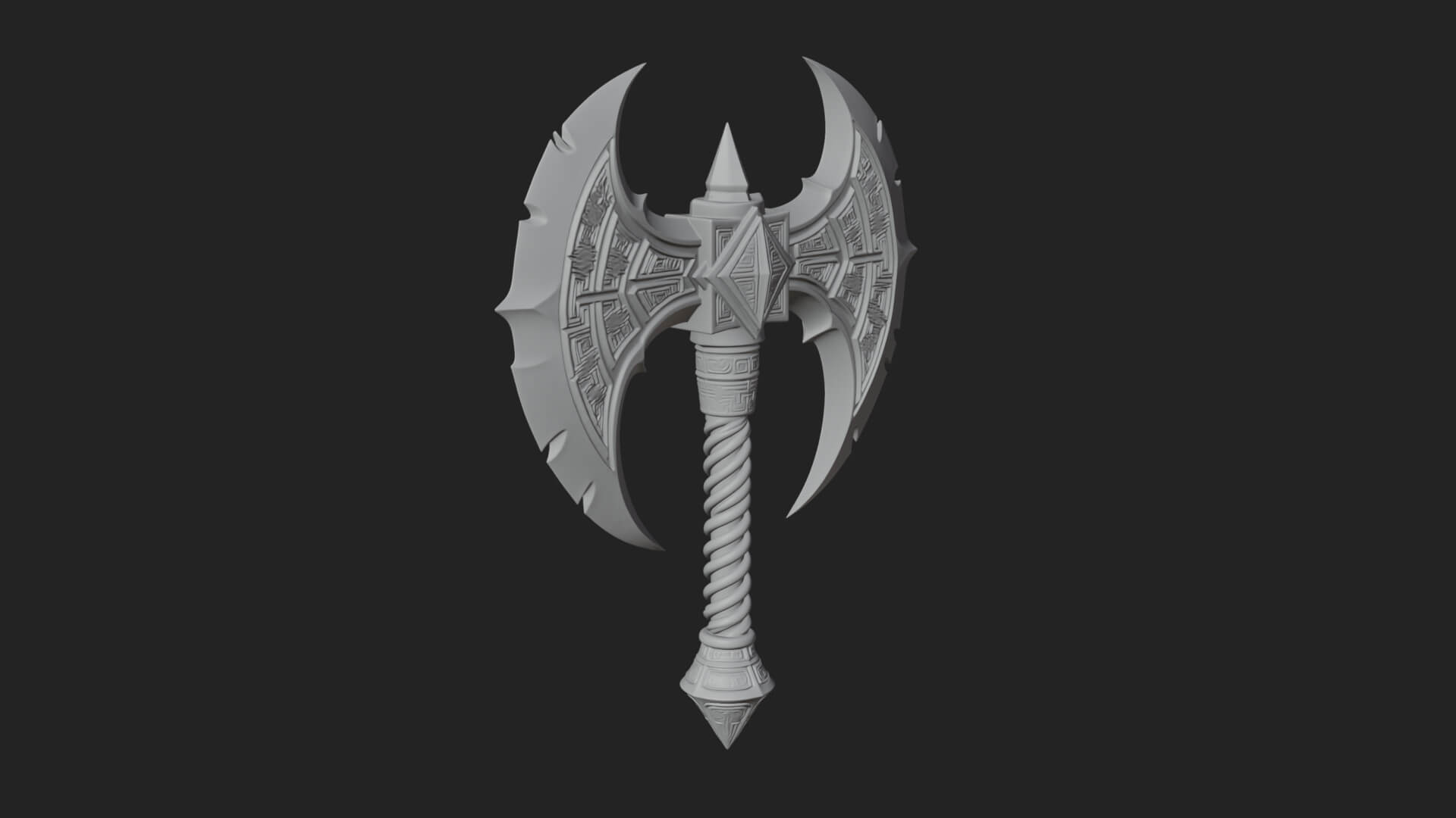 Twin Blade War Axe Model Design 9 3D Print Model 3D Model