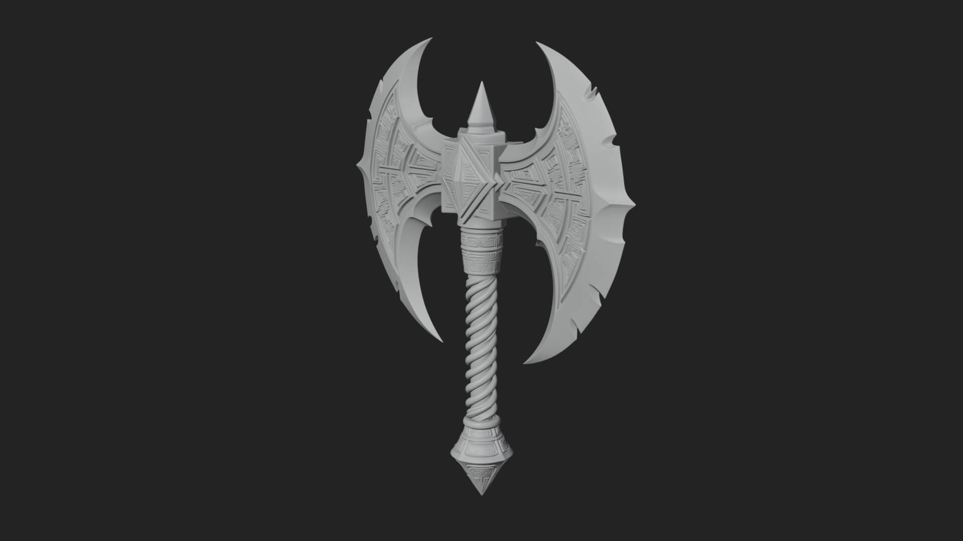 Twin Blade War Axe Model Design 9 3D Print Model 3D Model