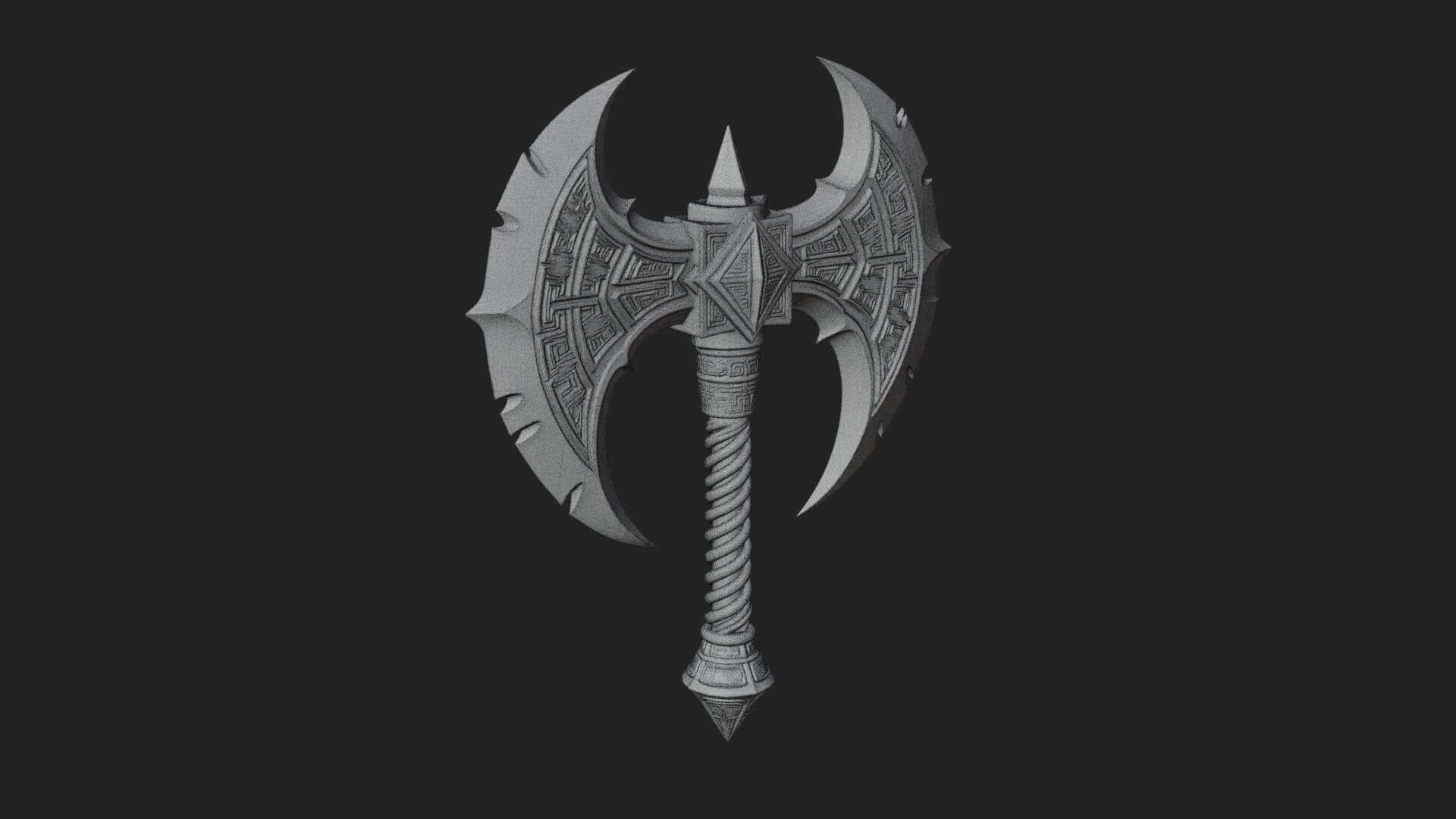 Twin Blade War Axe Model Design 9 3D Print Model 3D Model