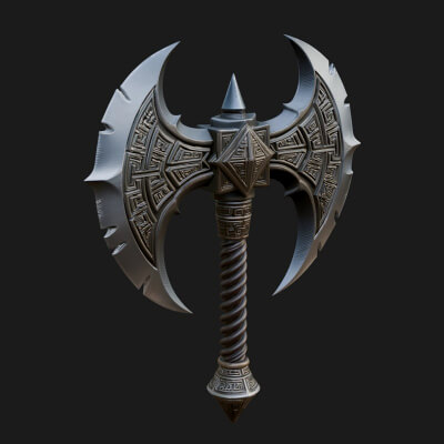 Twin Blade War Axe Model Design 9 3D Print Model