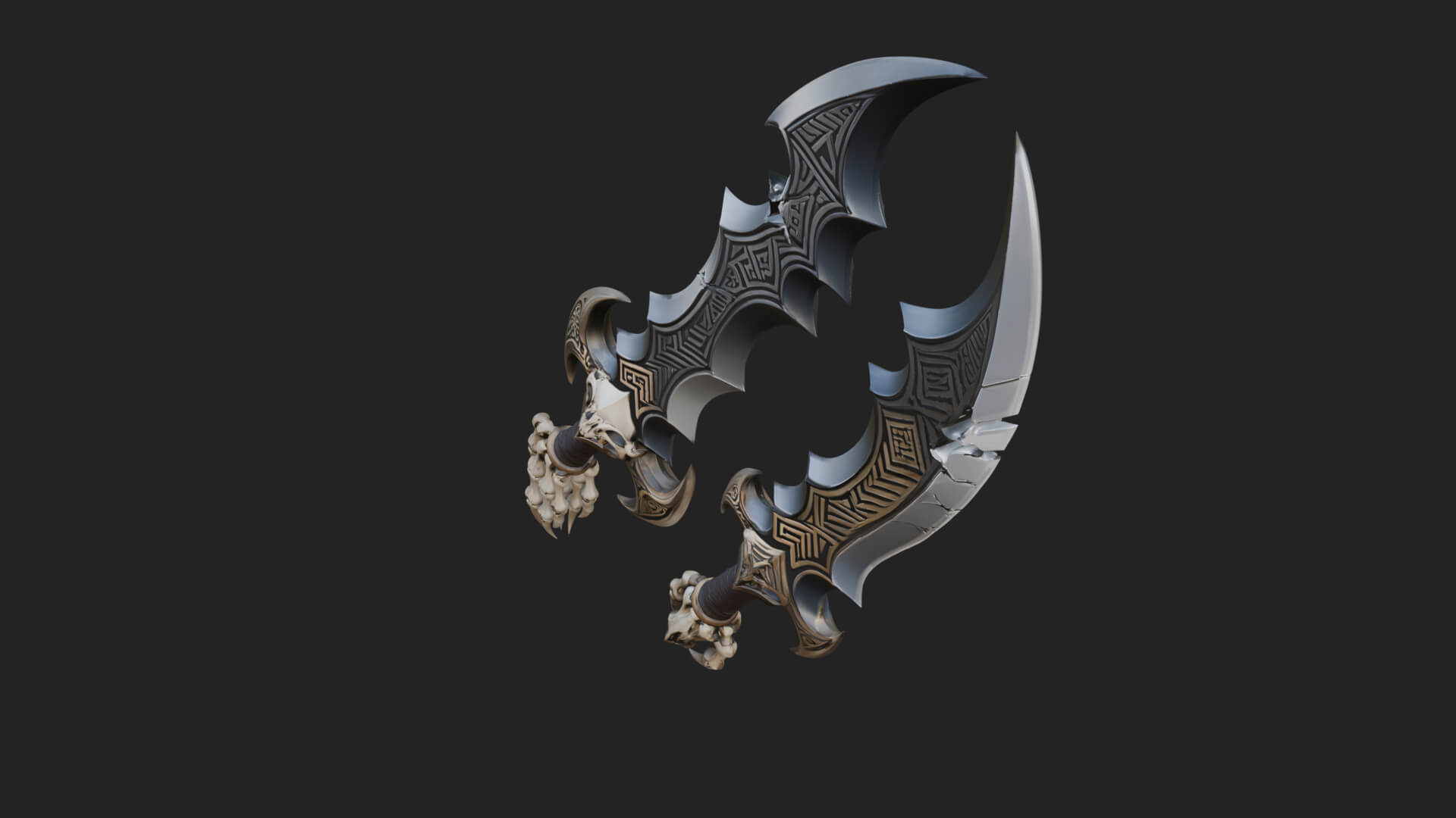 Twin Clawed Glaive Pair Model Design 1 3D Print Model 3D Model