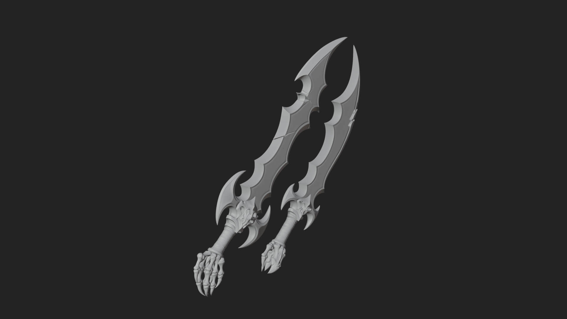 Twin Clawed Glaive Pair Model Design 1 3D Print Model 3D Model