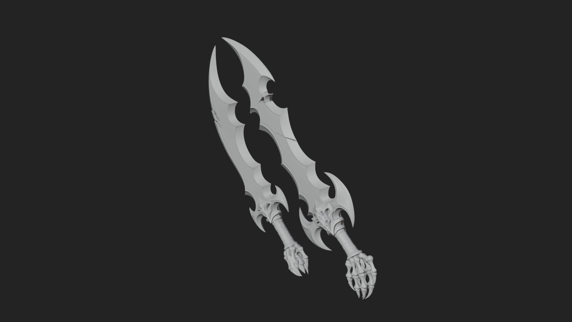 Twin Clawed Glaive Pair Model Design 1 3D Print Model 3D Model