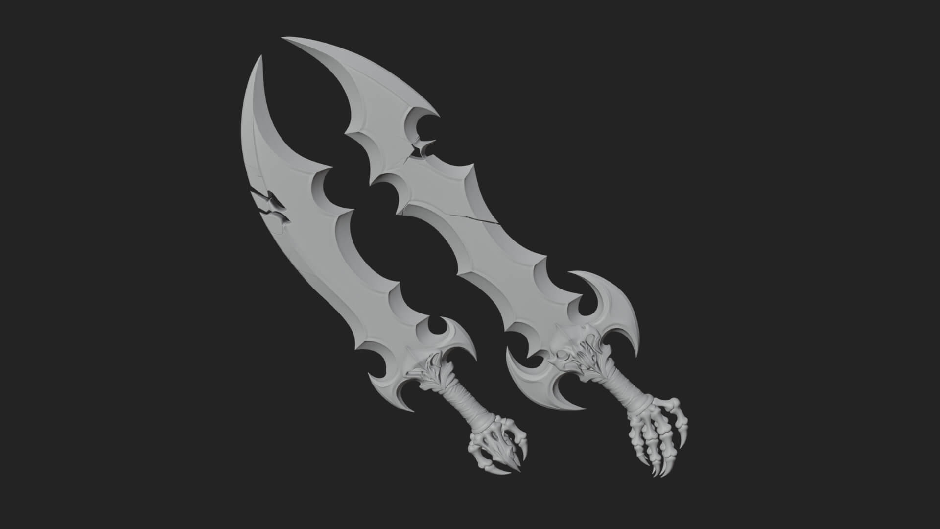 Twin Clawed Glaive Pair Model Design 1 3D Print Model 3D Model