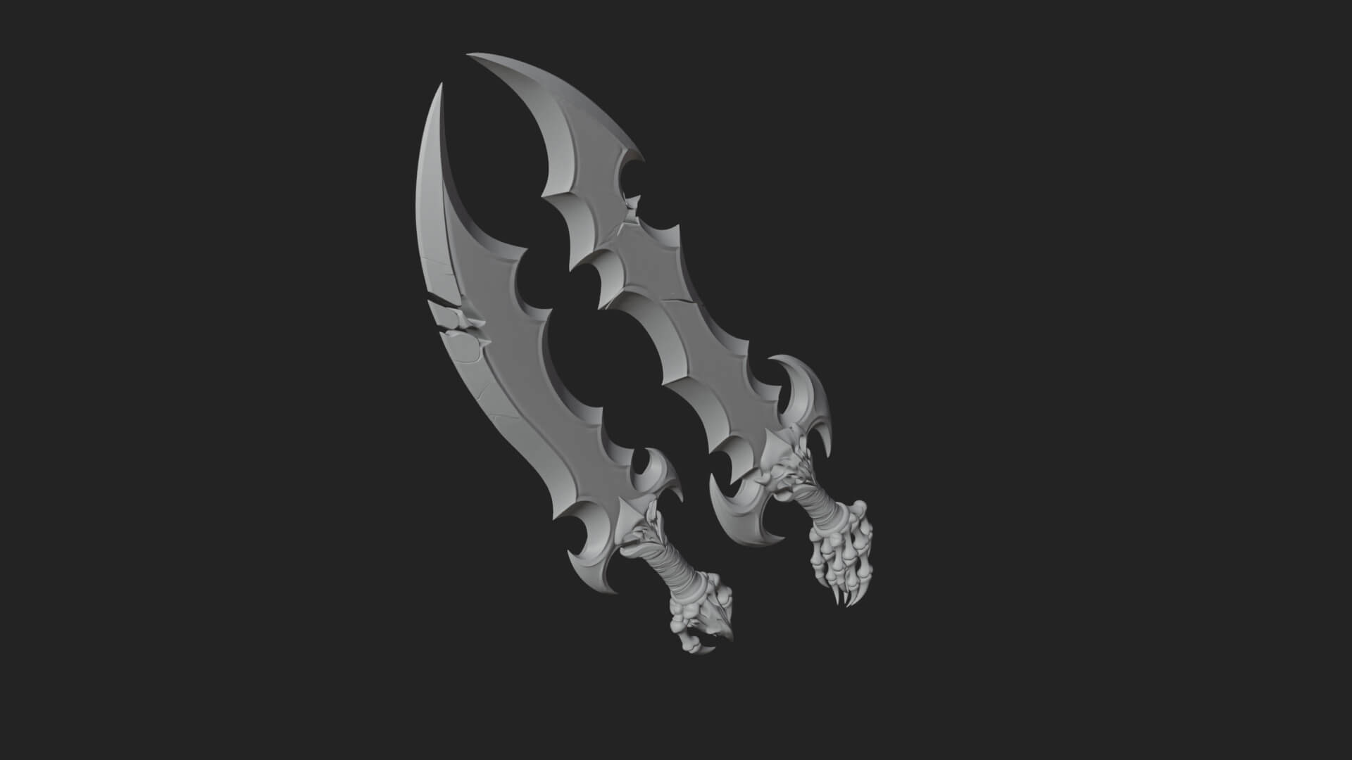 Twin Clawed Glaive Pair Model Design 1 3D Print Model 3D Model