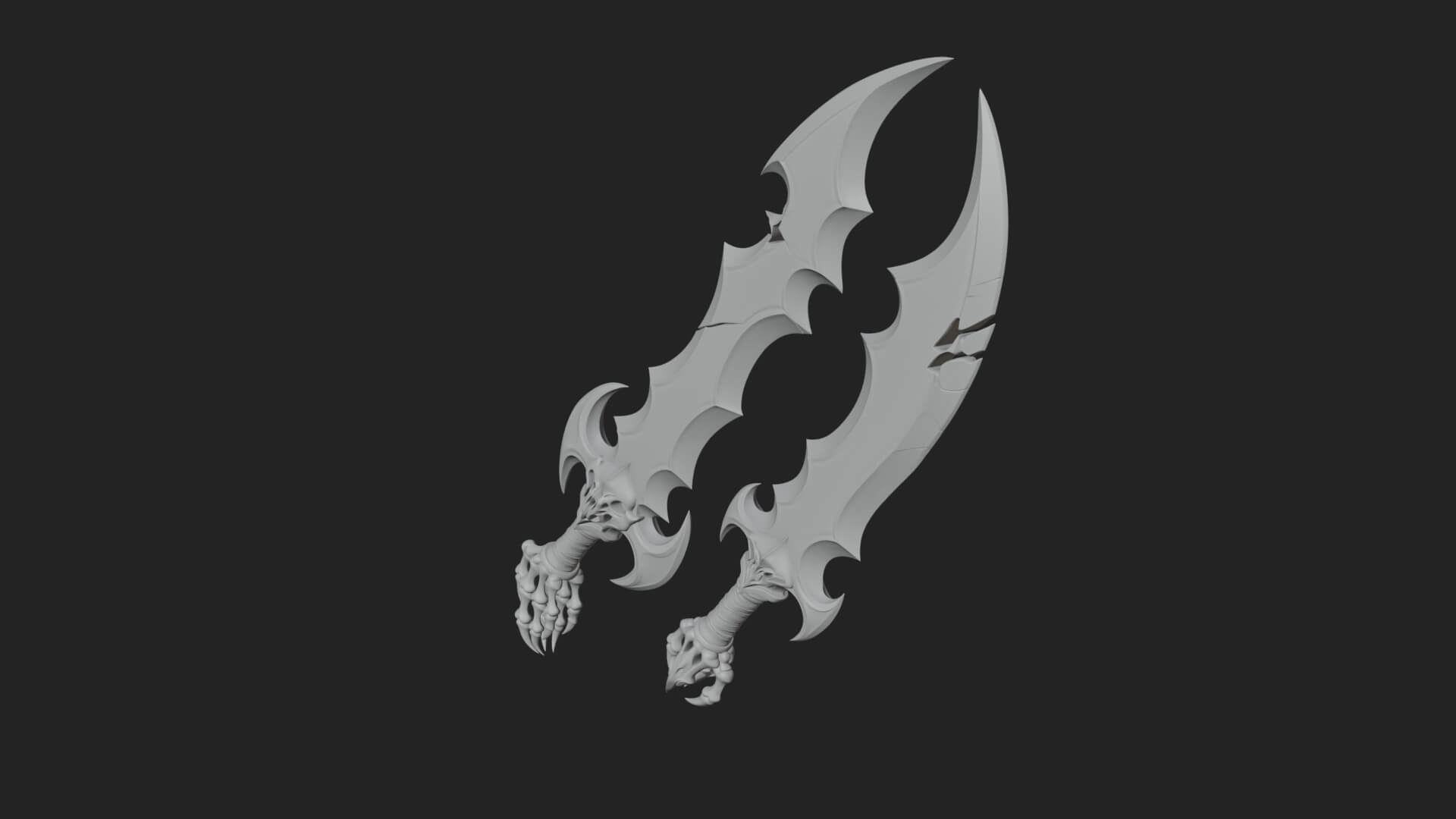Twin Clawed Glaive Pair Model Design 1 3D Print Model 3D Model