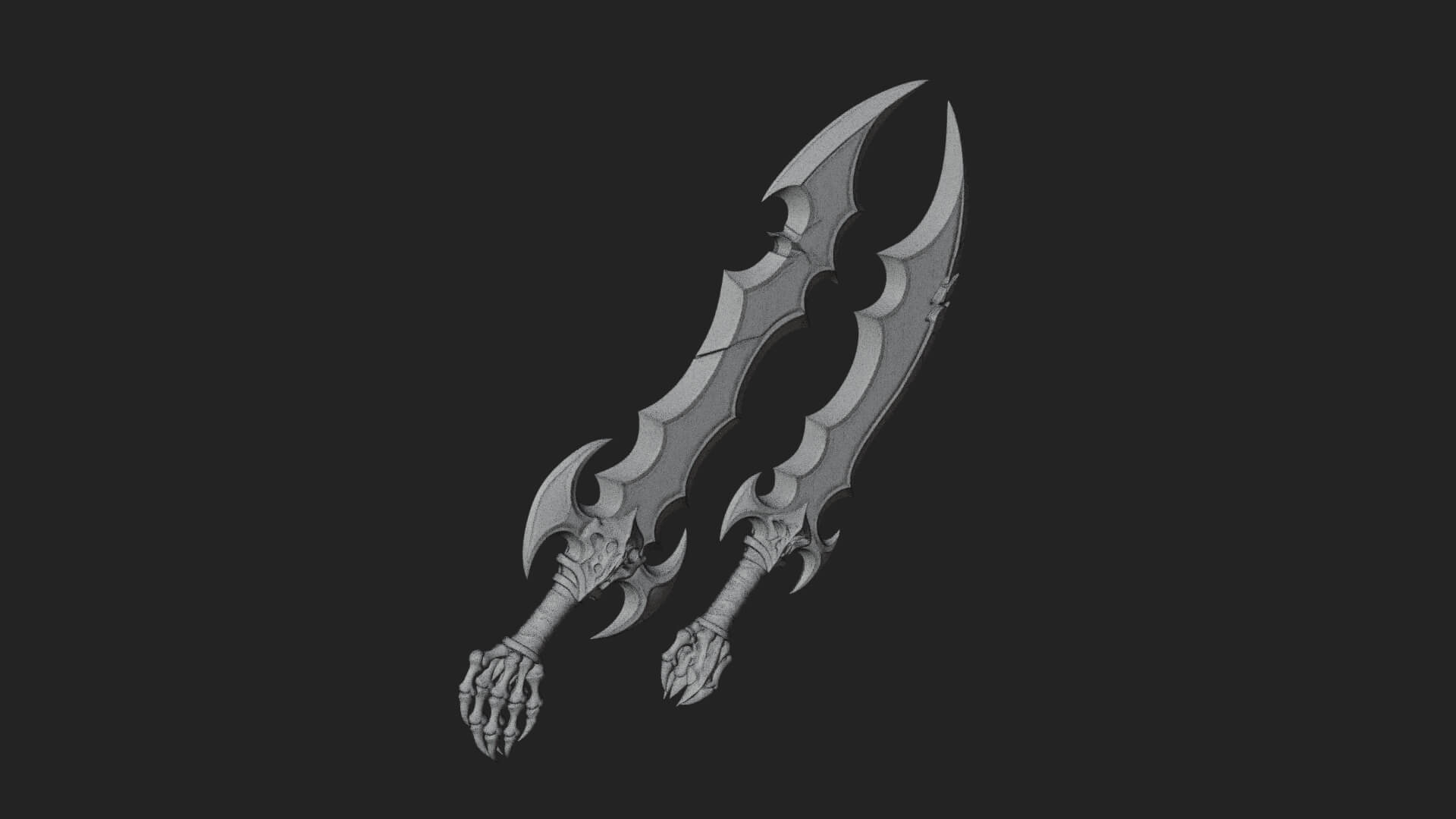 Twin Clawed Glaive Pair Model Design 1 3D Print Model 3D Model