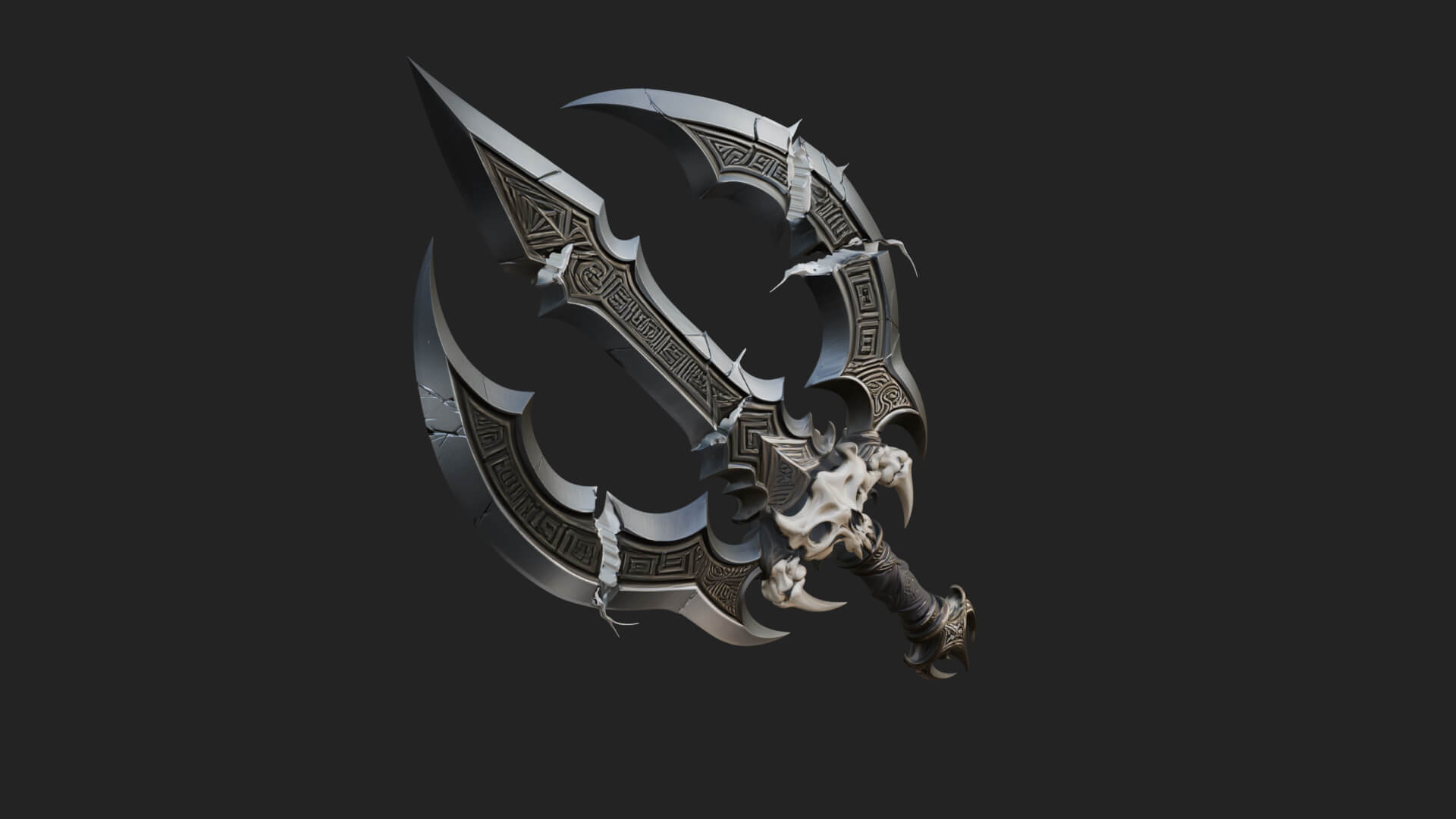 Twin Clawed Glaive Pair Model Design 2 3D Print Model 3D Model