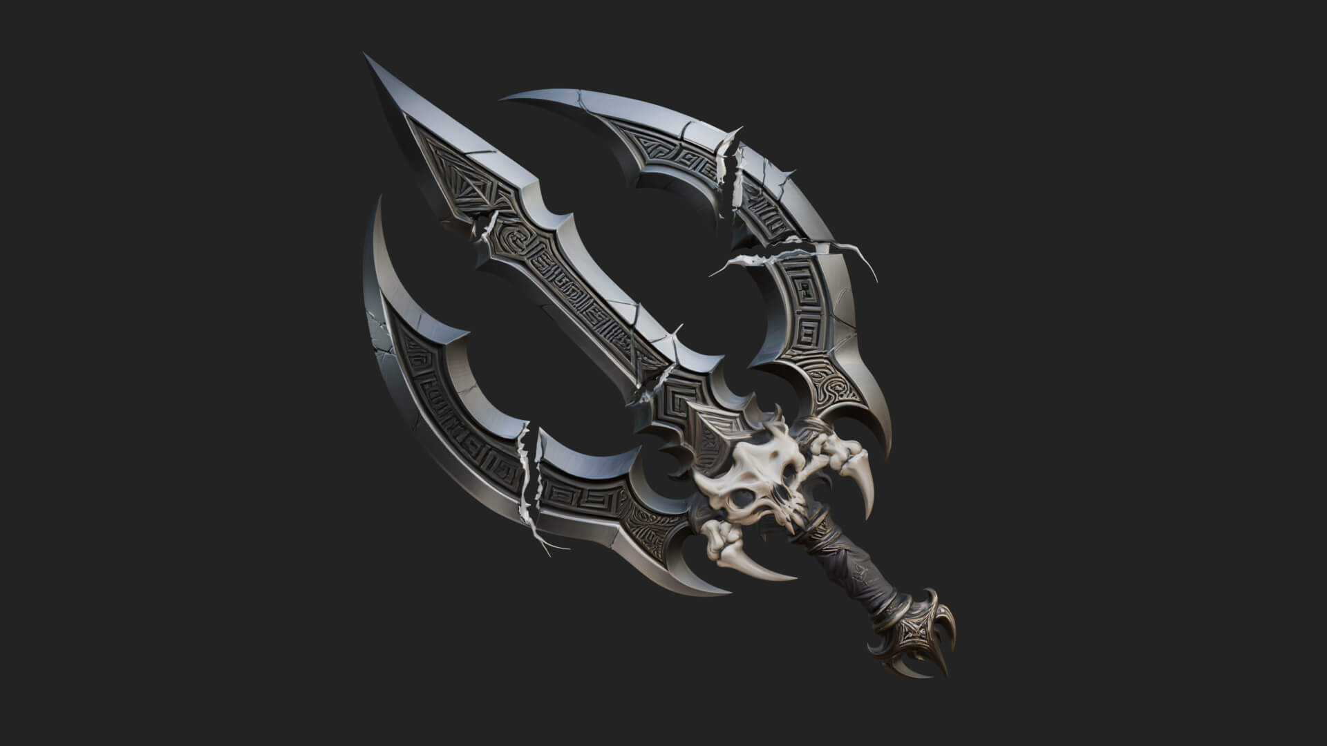 Twin Clawed Glaive Pair Model Design 2 3D Print Model 3D Model