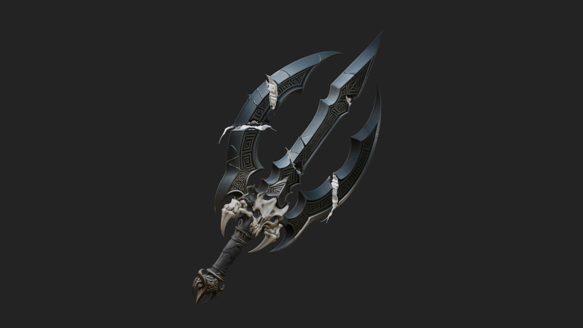 Twin Clawed Glaive Pair Model Design 2 3D Print Model 3D Model