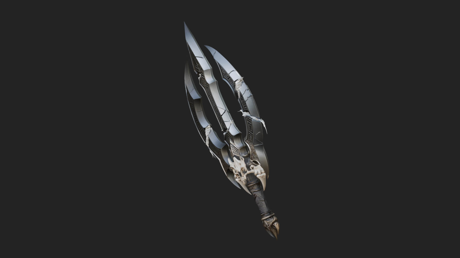 Twin Clawed Glaive Pair Model Design 2 3D Print Model 3D Model