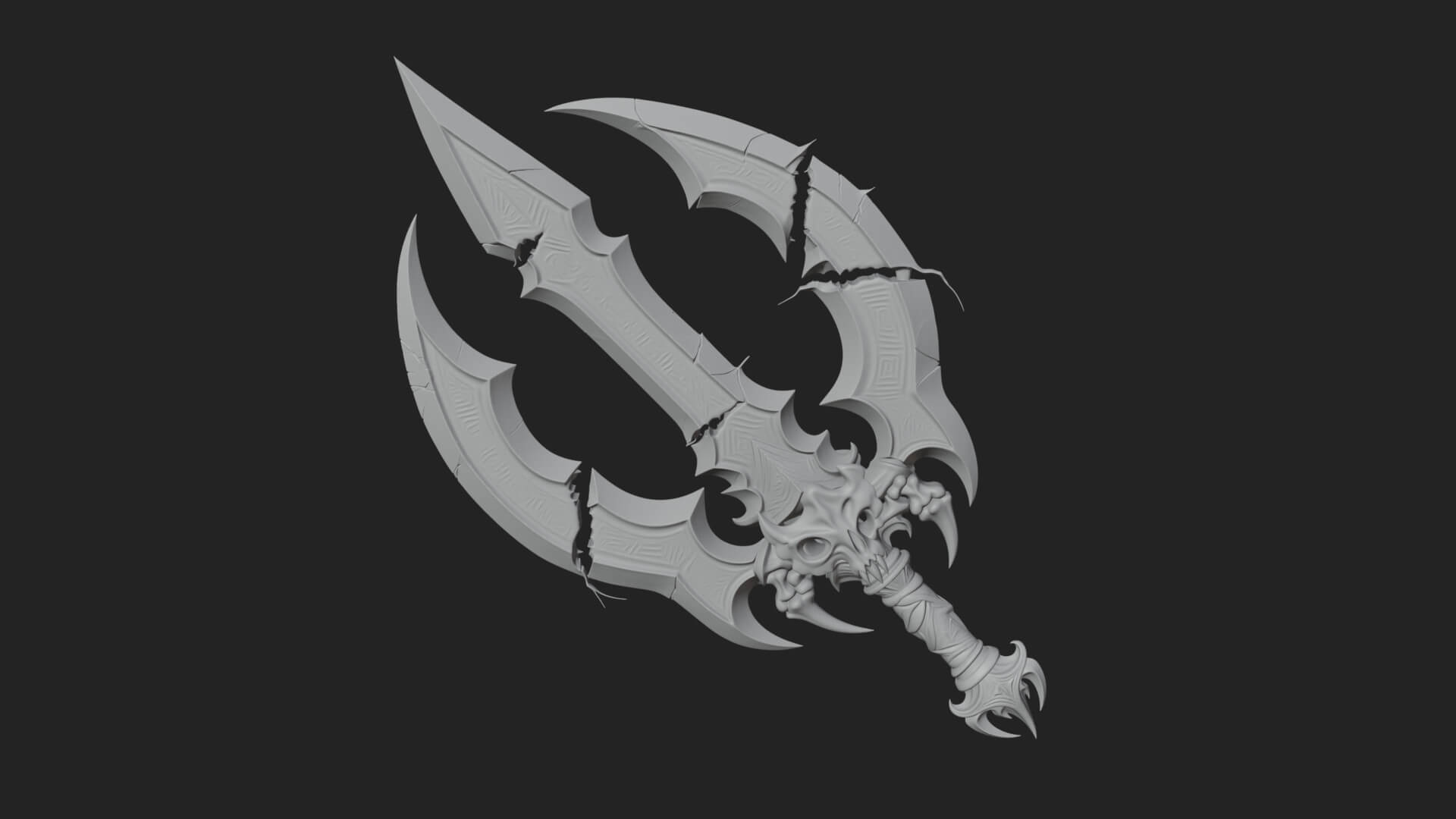 Twin Clawed Glaive Pair Model Design 2 3D Print Model 3D Model