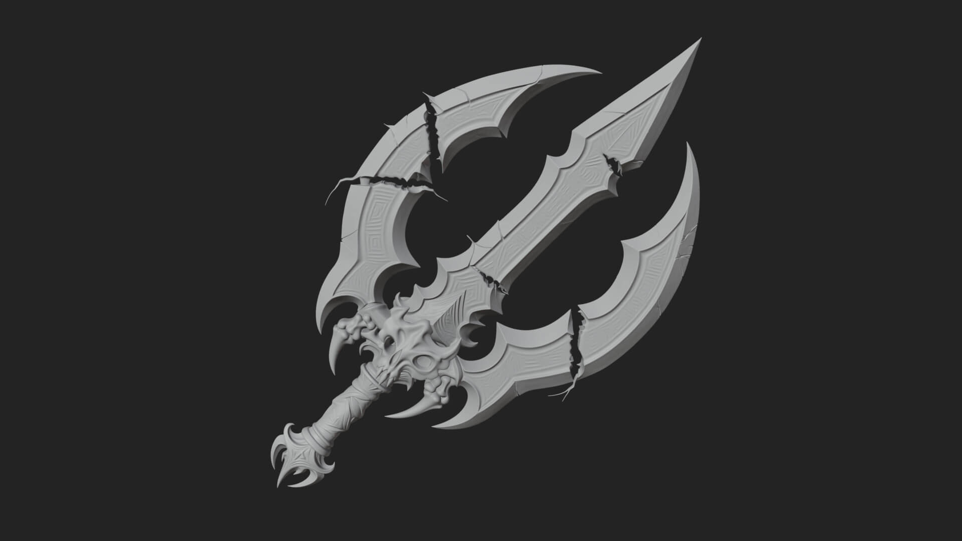 Twin Clawed Glaive Pair Model Design 2 3D Print Model 3D Model