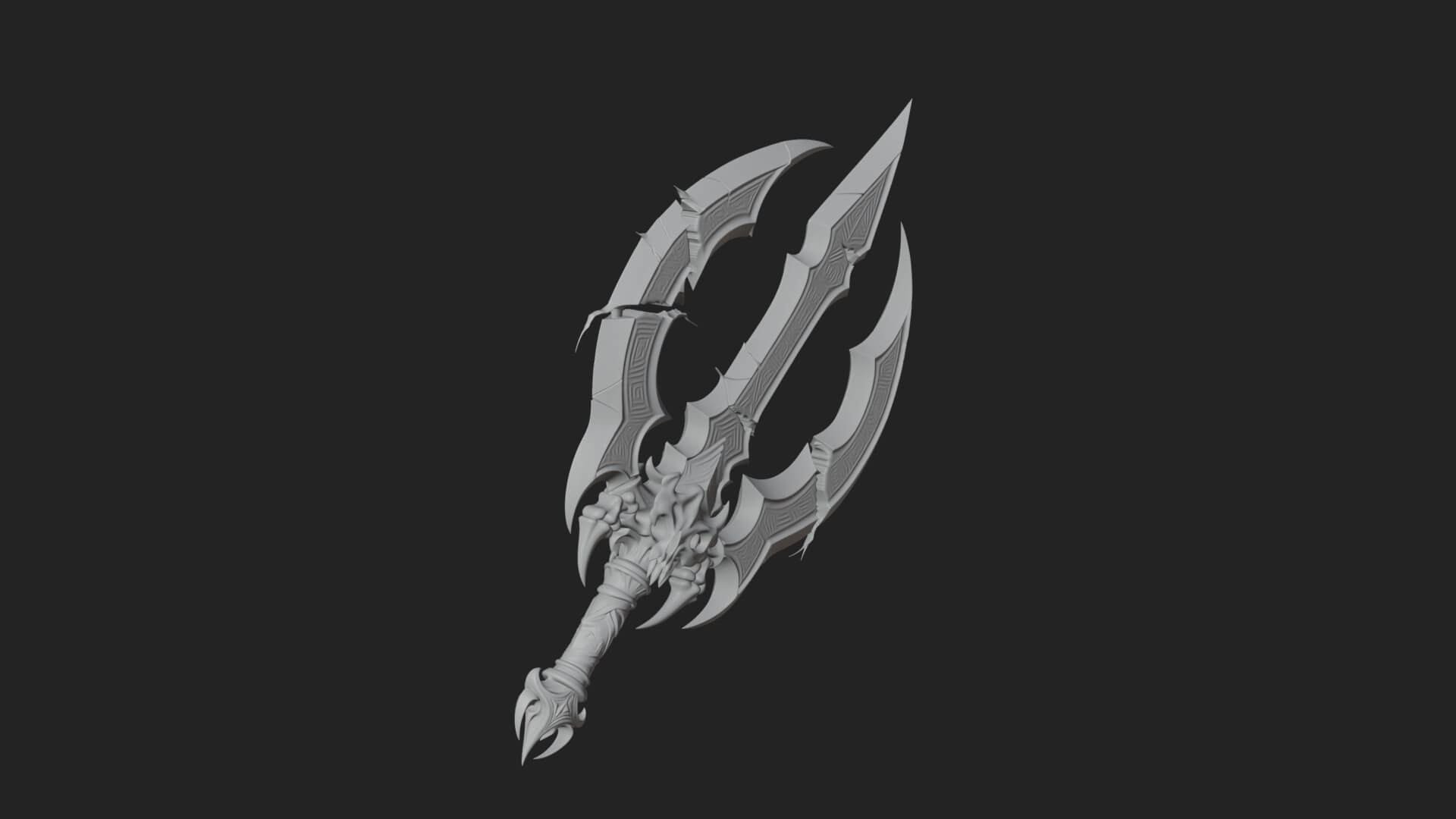 Twin Clawed Glaive Pair Model Design 2 3D Print Model 3D Model