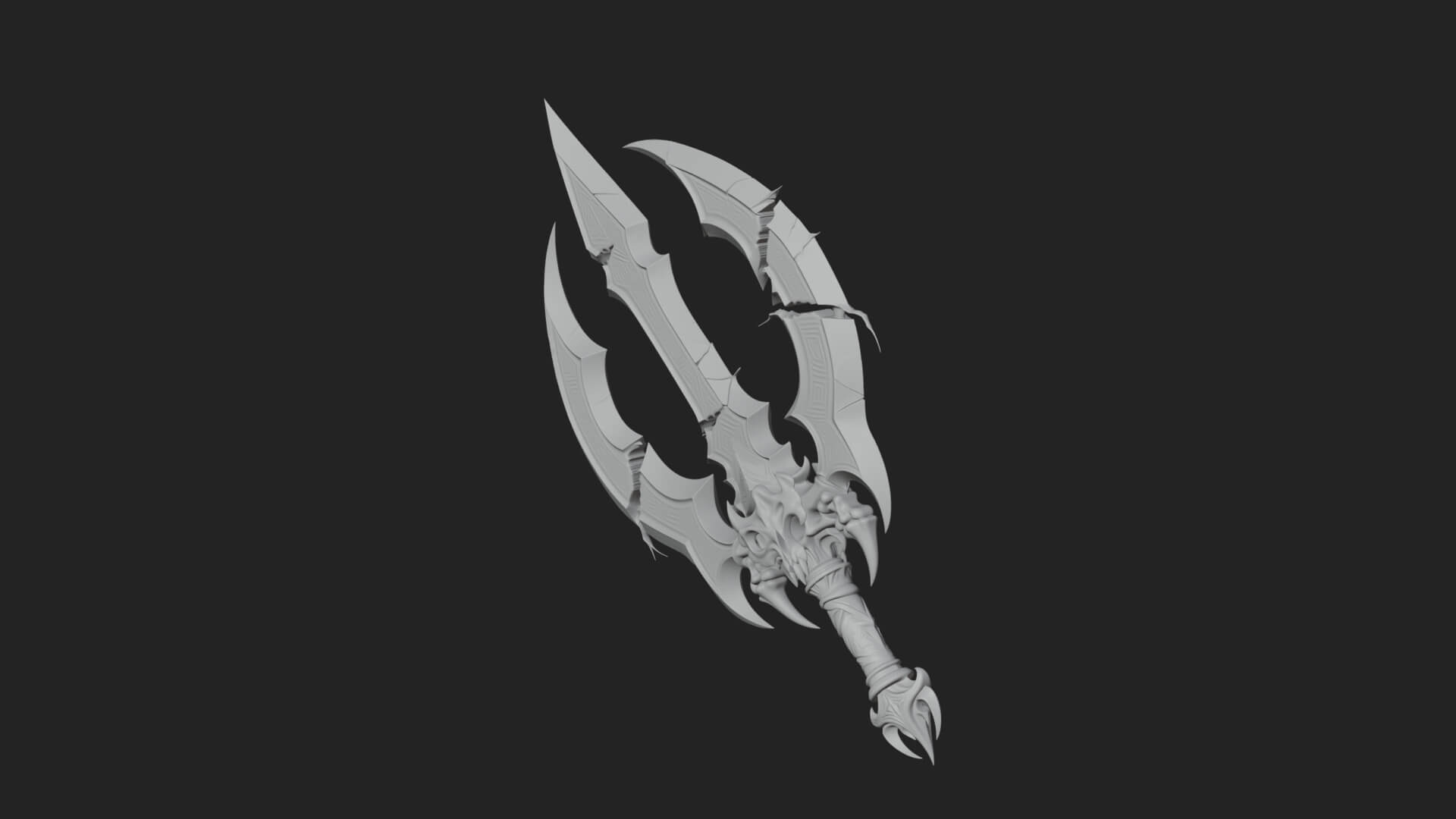 Twin Clawed Glaive Pair Model Design 2 3D Print Model 3D Model