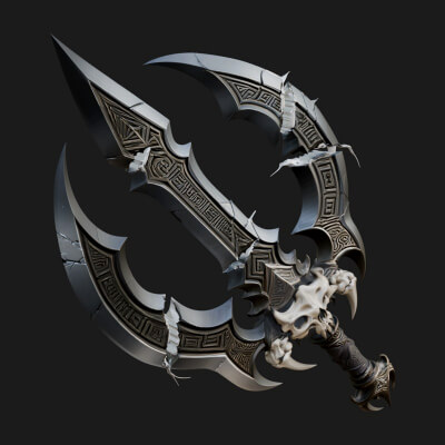 Twin Clawed Glaive Pair Model Design 2 3D Print Model