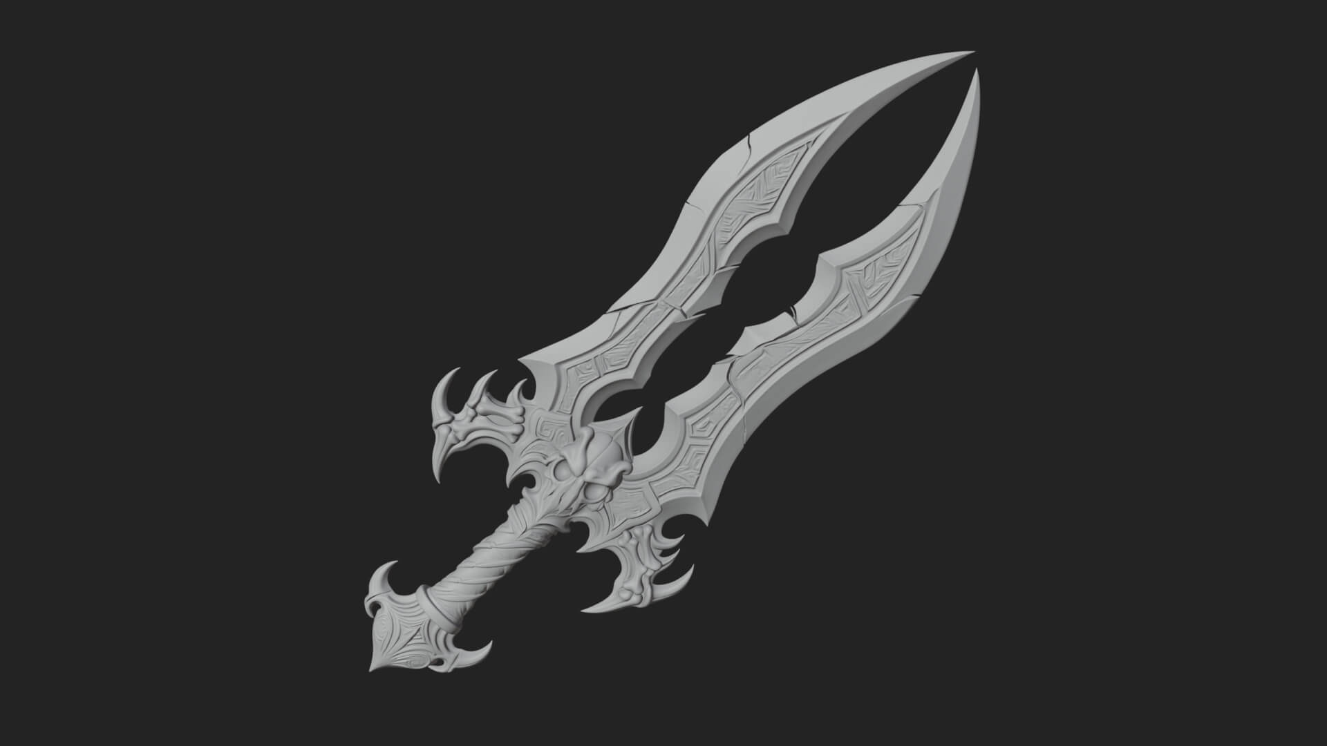 Twin Clawed Glaive Pair Model Design 3 3D Print Model 3D Model