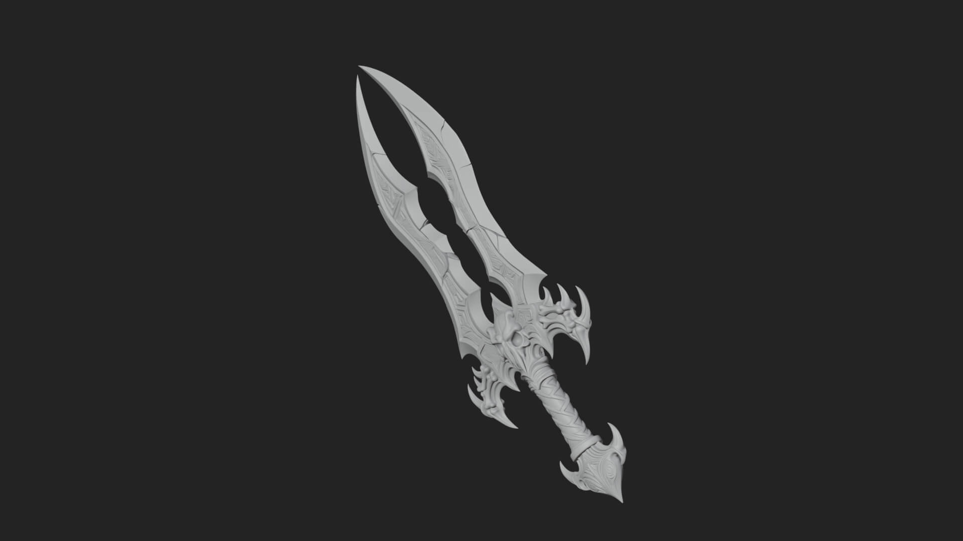 Twin Clawed Glaive Pair Model Design 3 3D Print Model 3D Model