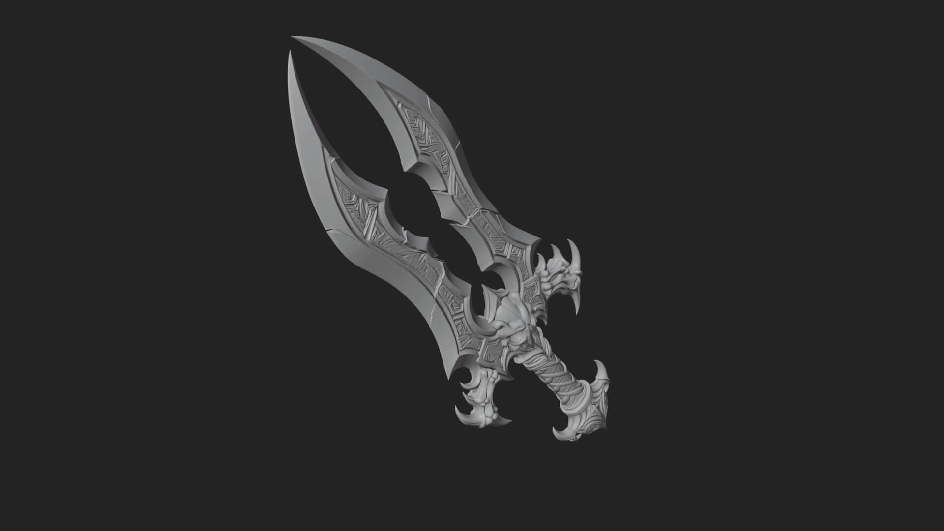 Twin Clawed Glaive Pair Model Design 3 3D Print Model 3D Model
