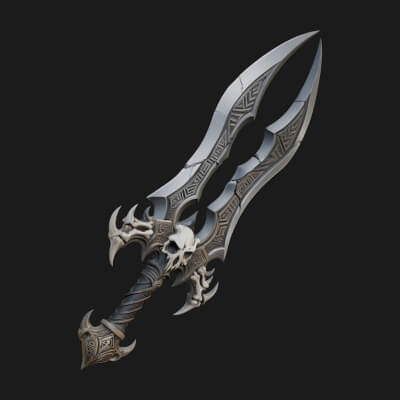 Twin Clawed Glaive Pair Model Design 3 3D Print Model