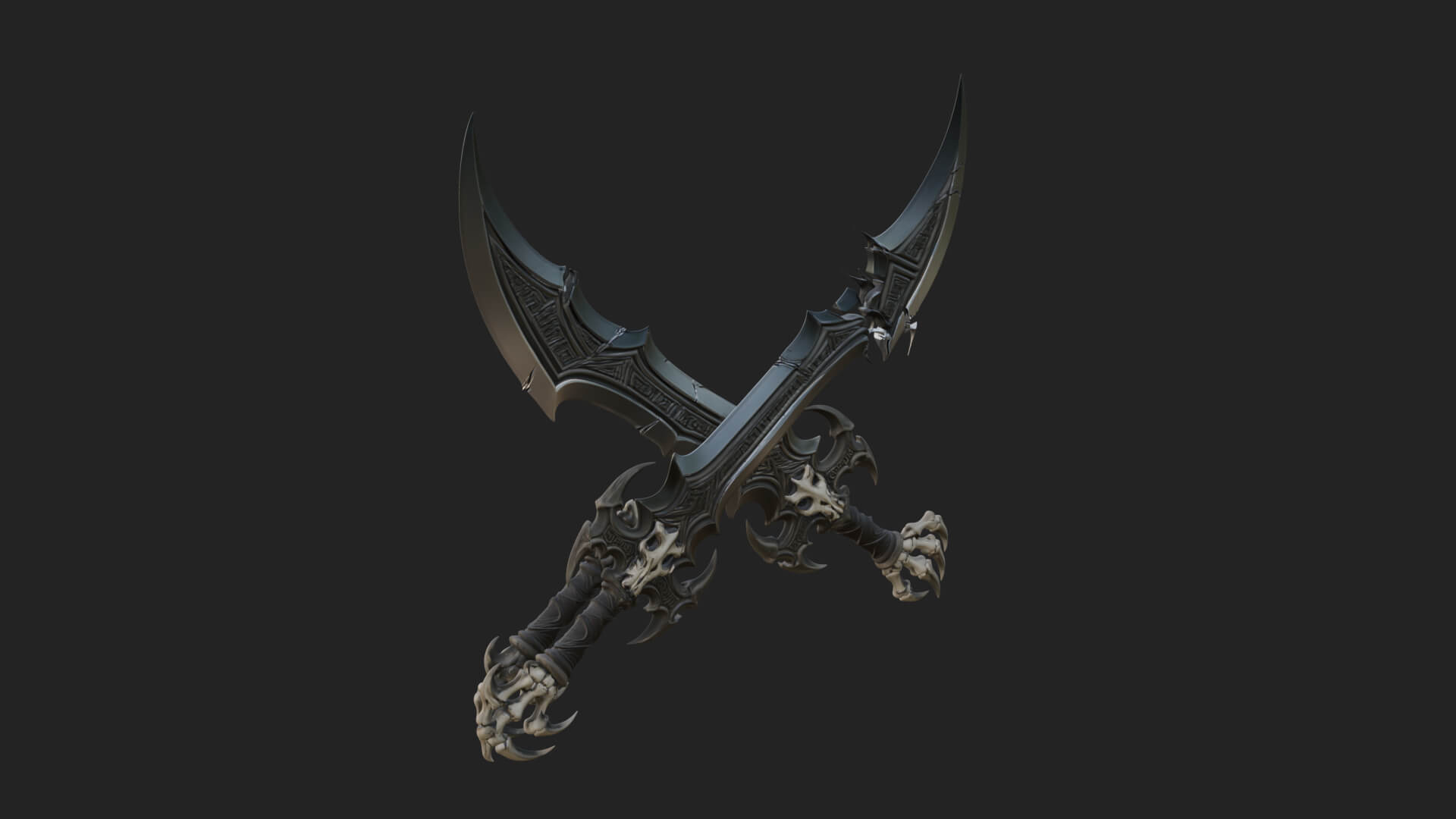 Twin Clawed Glaive Pair Model Design 4 3D Print Model 3D Model