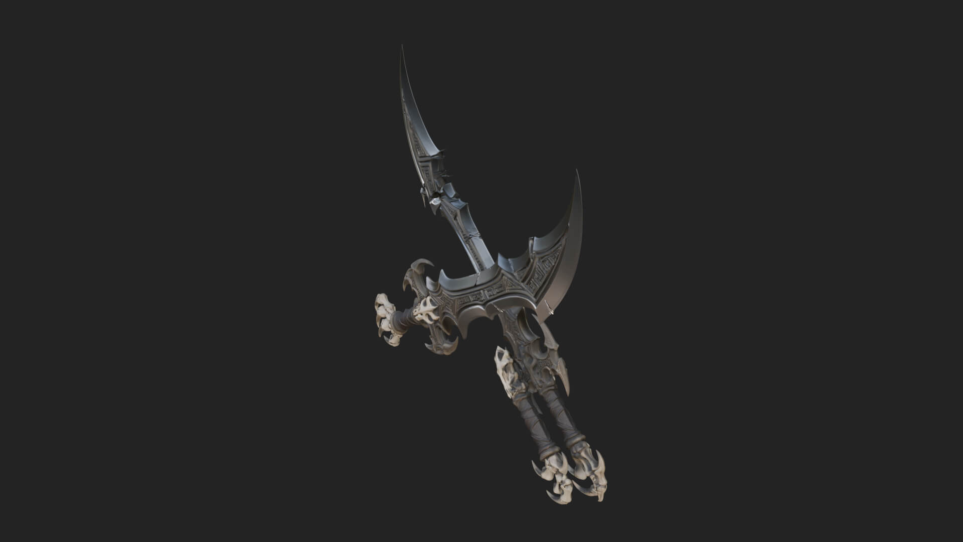 Twin Clawed Glaive Pair Model Design 4 3D Print Model 3D Model