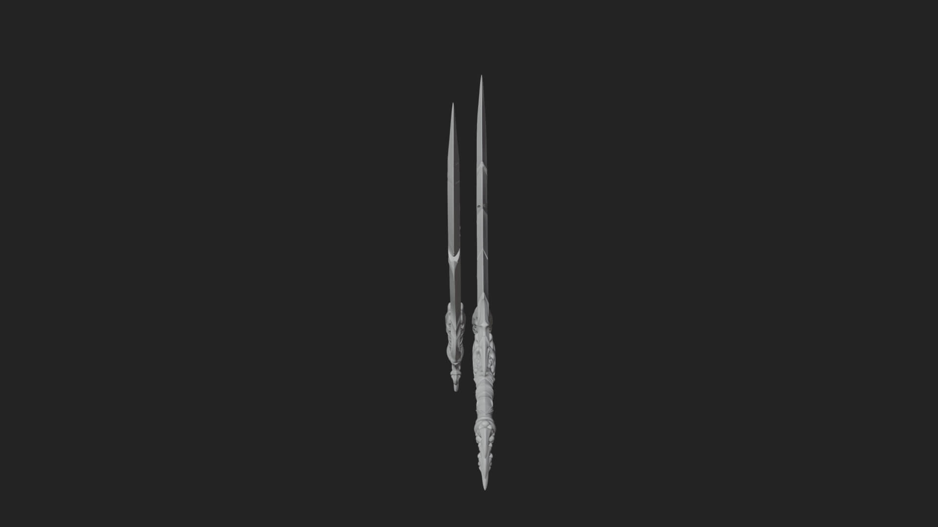 Twin Clawed Glaive Pair Model Design 4 3D Print Model 3D Model