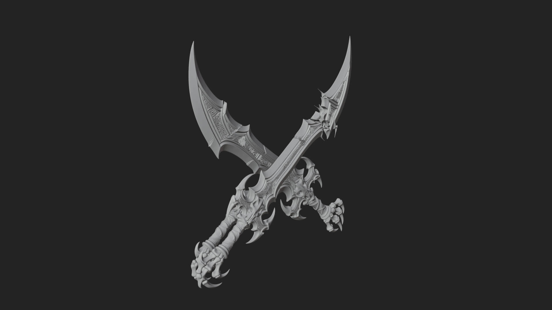 Twin Clawed Glaive Pair Model Design 4 3D Print Model 3D Model