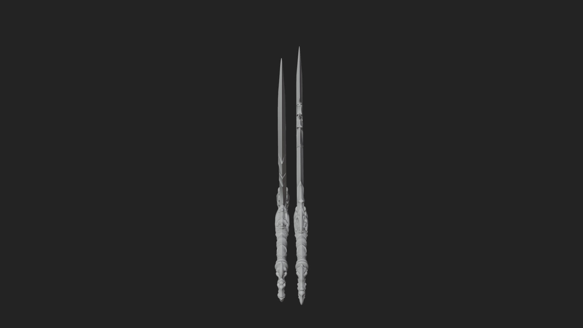 Twin Clawed Glaive Pair Model Design 4 3D Print Model 3D Model