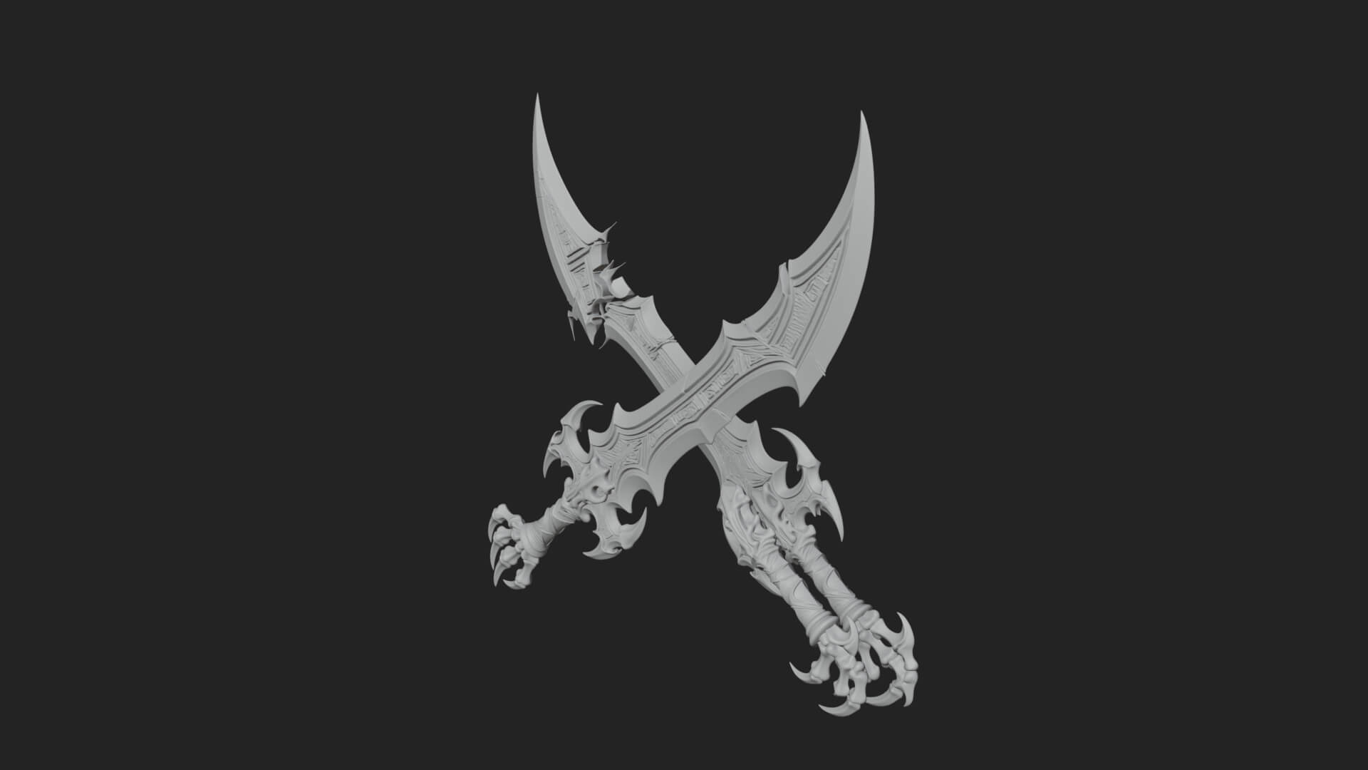 Twin Clawed Glaive Pair Model Design 4 3D Print Model 3D Model