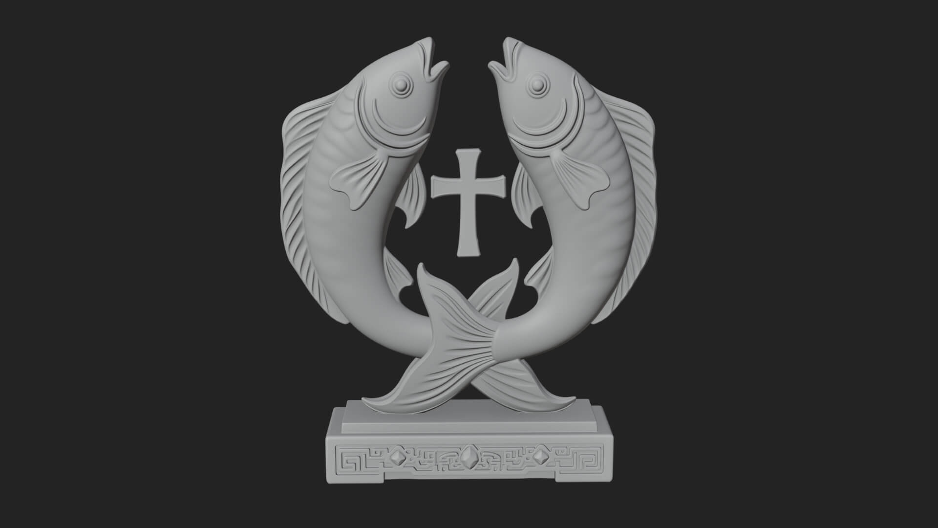 Twin Fish Arch Ornament Design 1 3D Print Model 3D Model