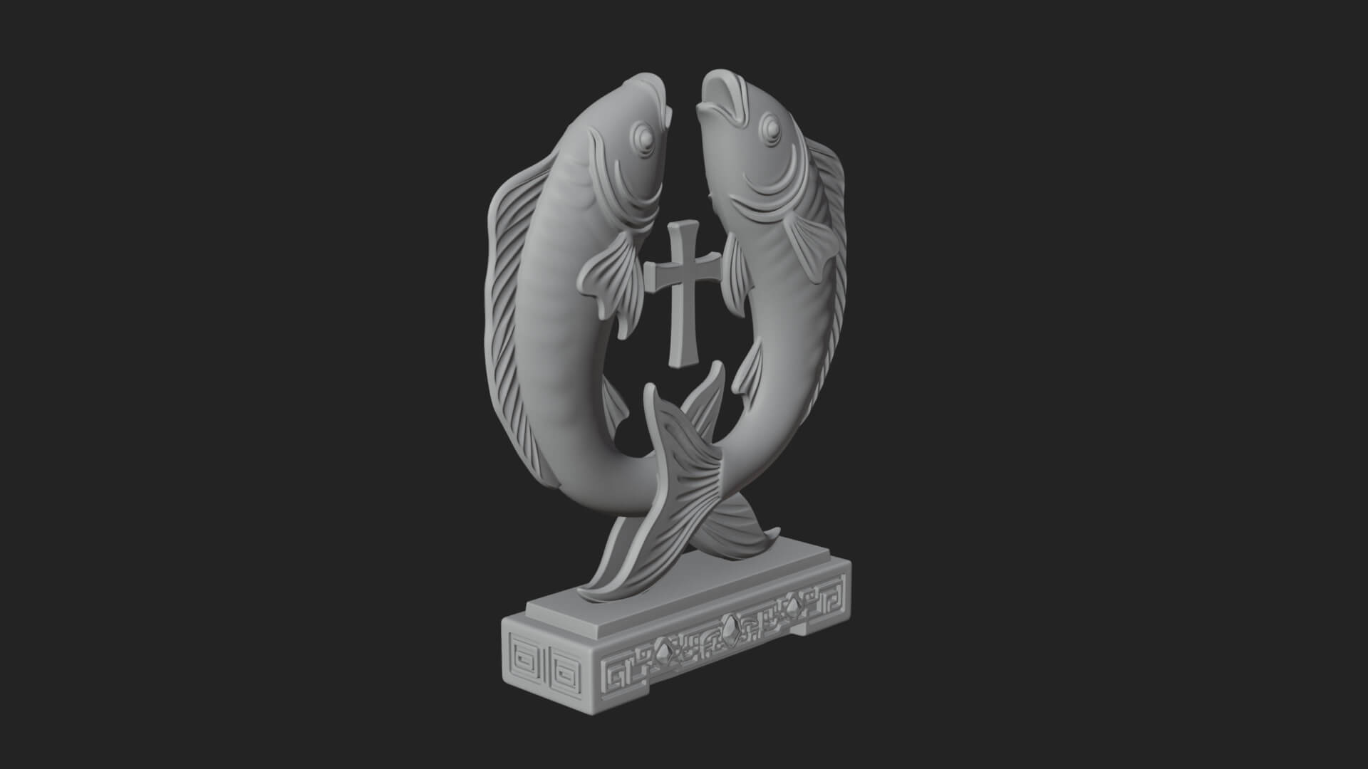 Twin Fish Arch Ornament Design 1 3D Print Model 3D Model