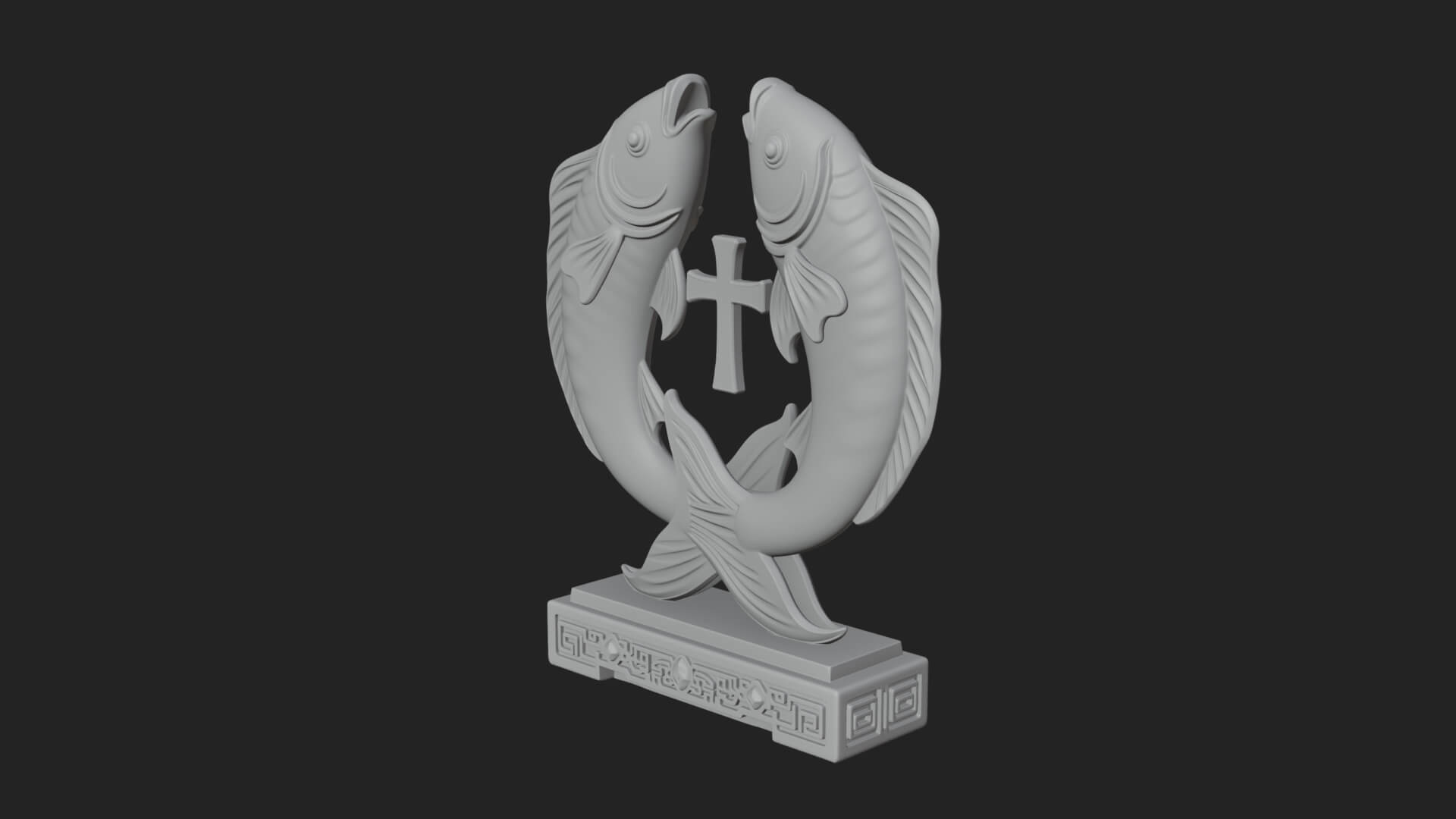 Twin Fish Arch Ornament Design 1 3D Print Model 3D Model