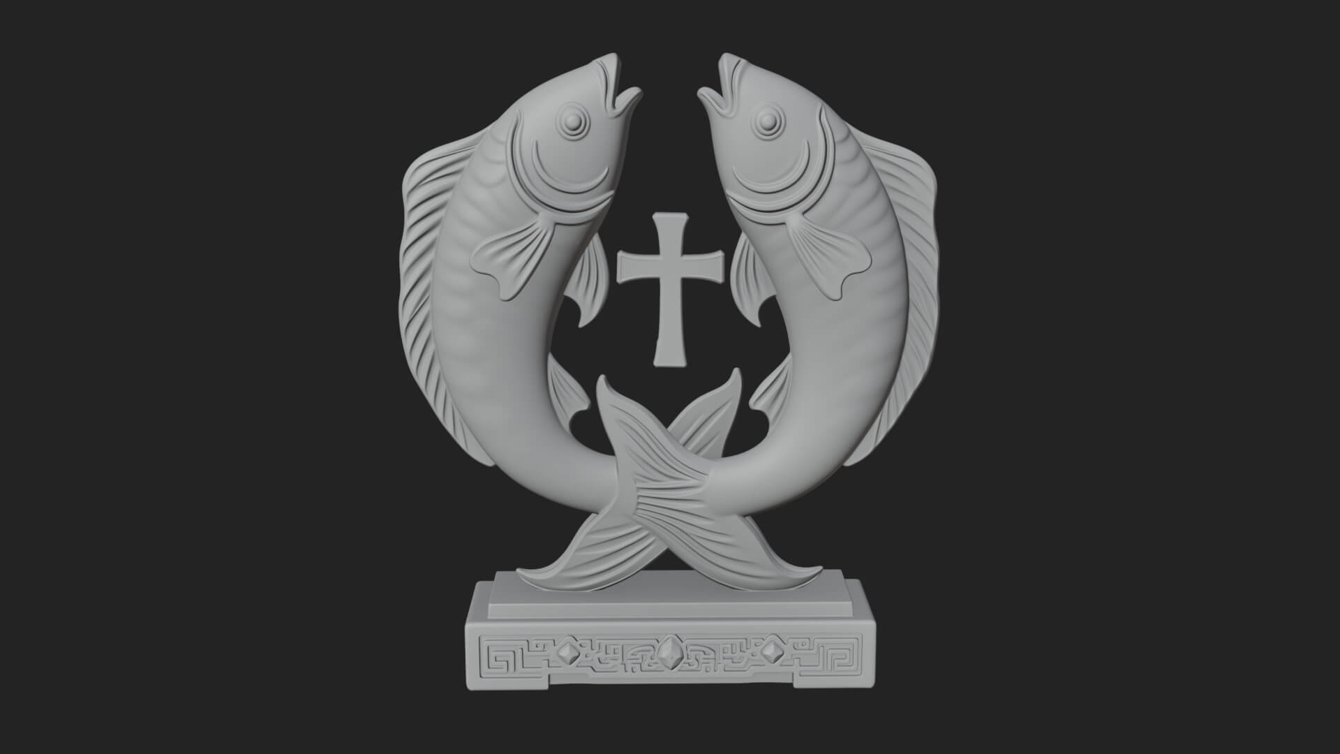 Twin Fish Arch Ornament Design 1 3D Print Model 3D Model