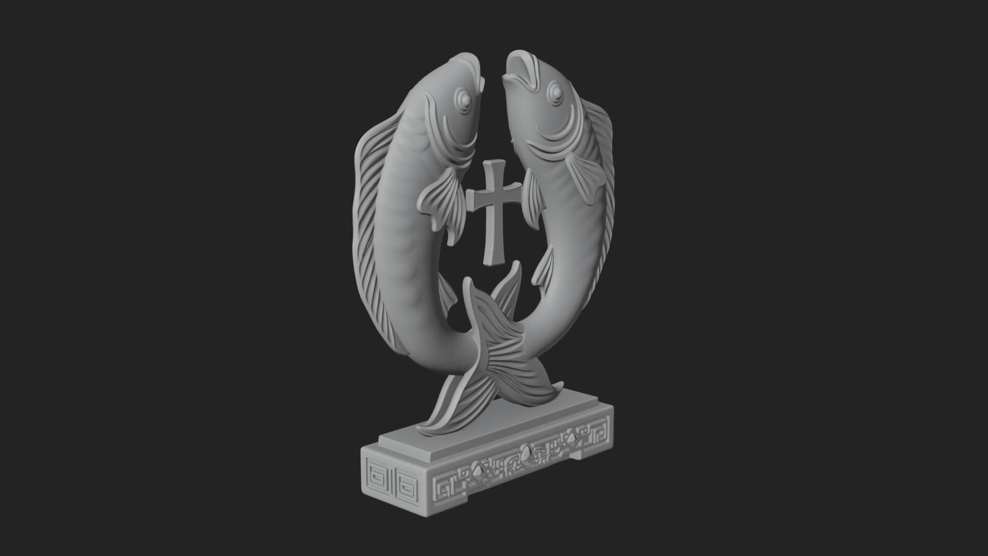 Twin Fish Arch Ornament Design 1 3D Print Model 3D Model