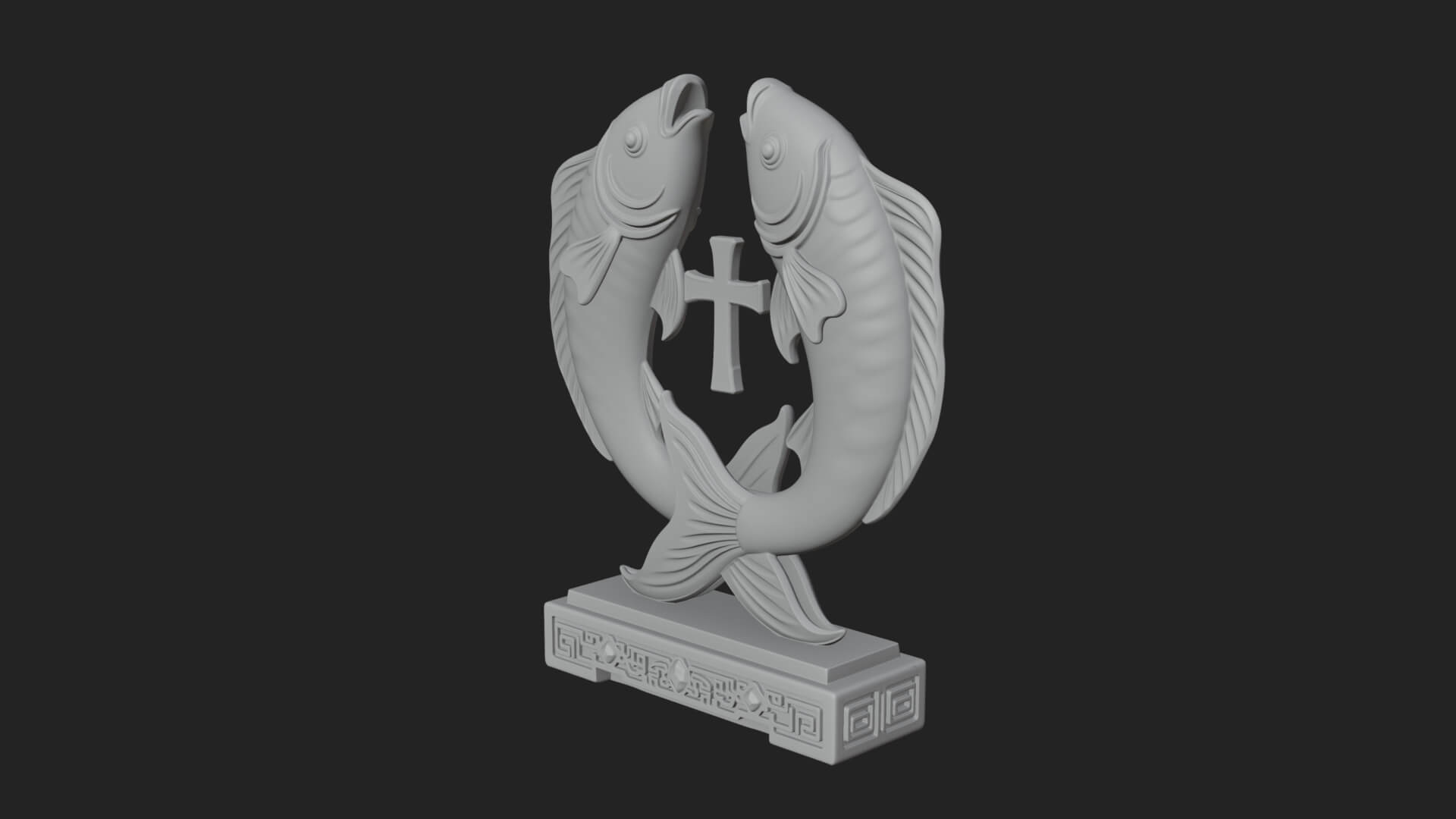 Twin Fish Arch Ornament Design 1 3D Print Model 3D Model