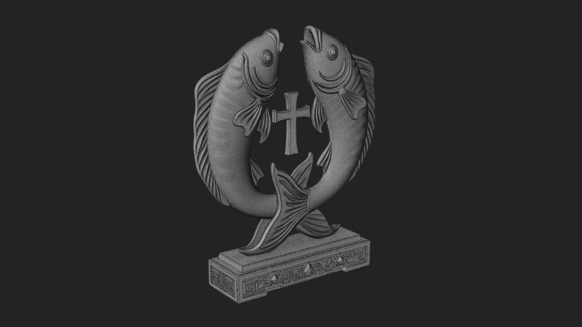 Twin Fish Arch Ornament Design 1 3D Print Model 3D Model