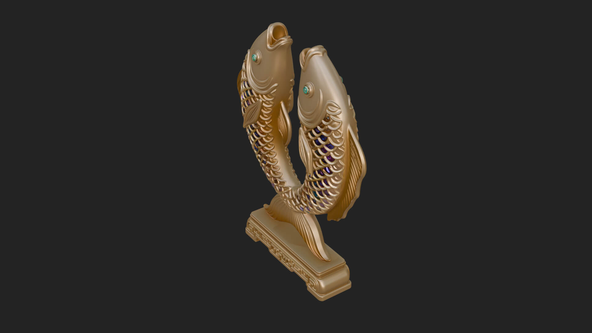 Twin Fish Arch Ornament Design 2 3D Print Model 3D Model
