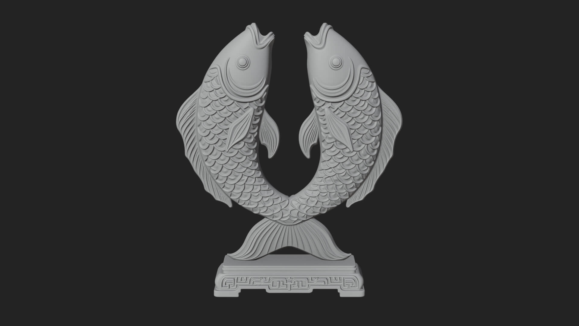 Twin Fish Arch Ornament Design 2 3D Print Model 3D Model